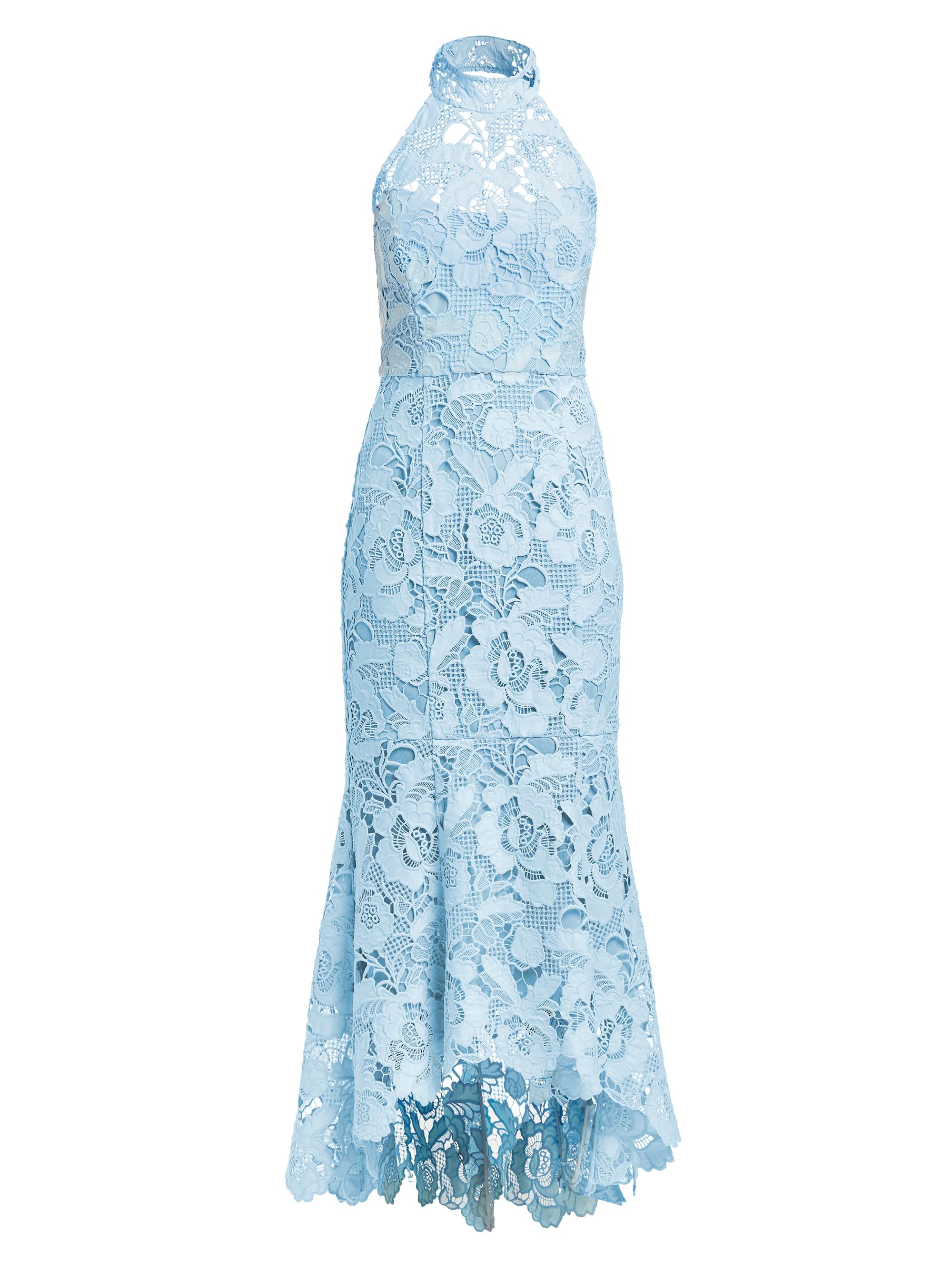Mestiza New York Women's Francesca Laser-Cut Lace Halter Gown - Ocean Blue