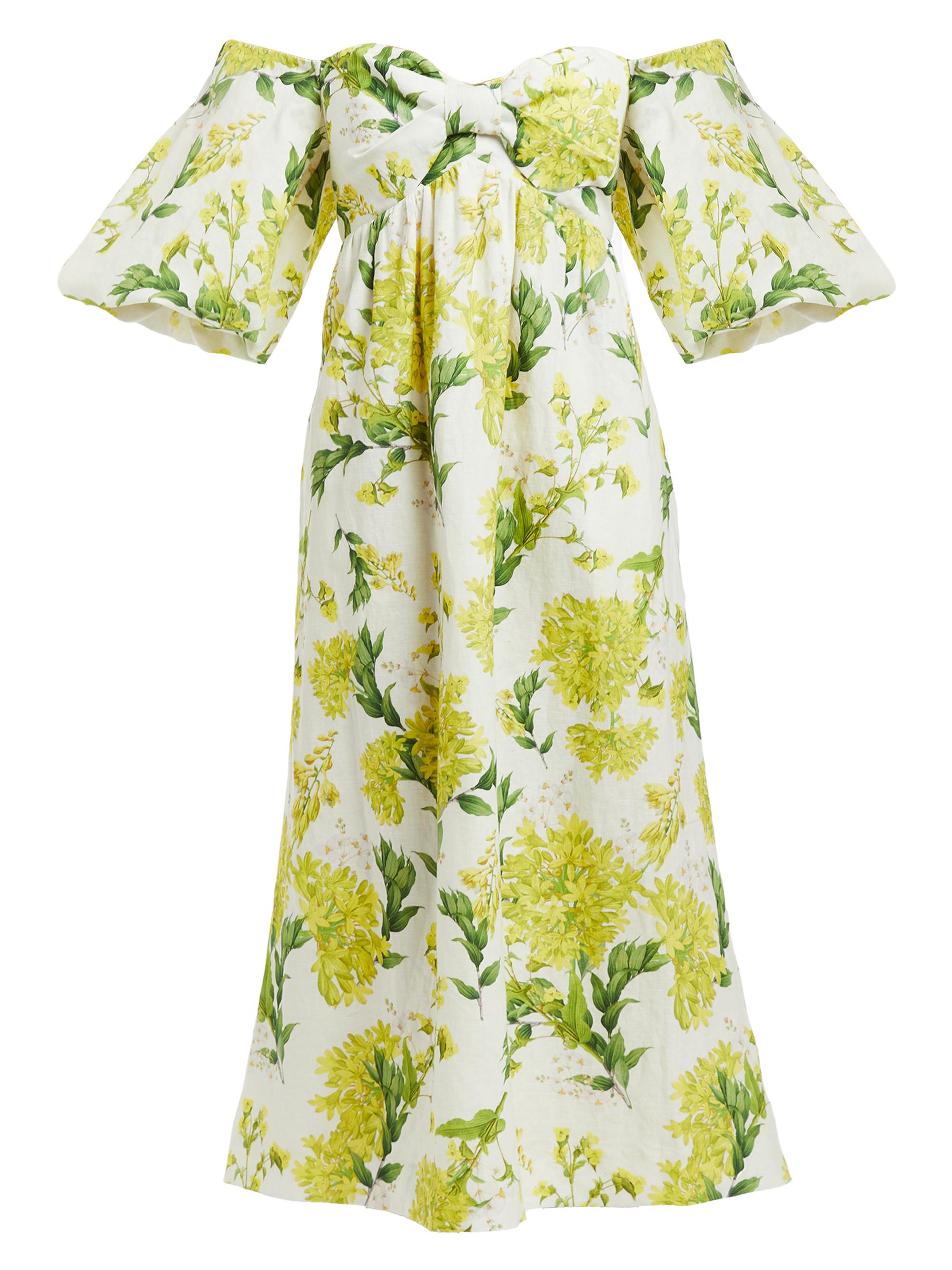 Mestiza New York Women's Emilie Off-The-Shoulder Linen-Blend Midi-Dress - Yellow