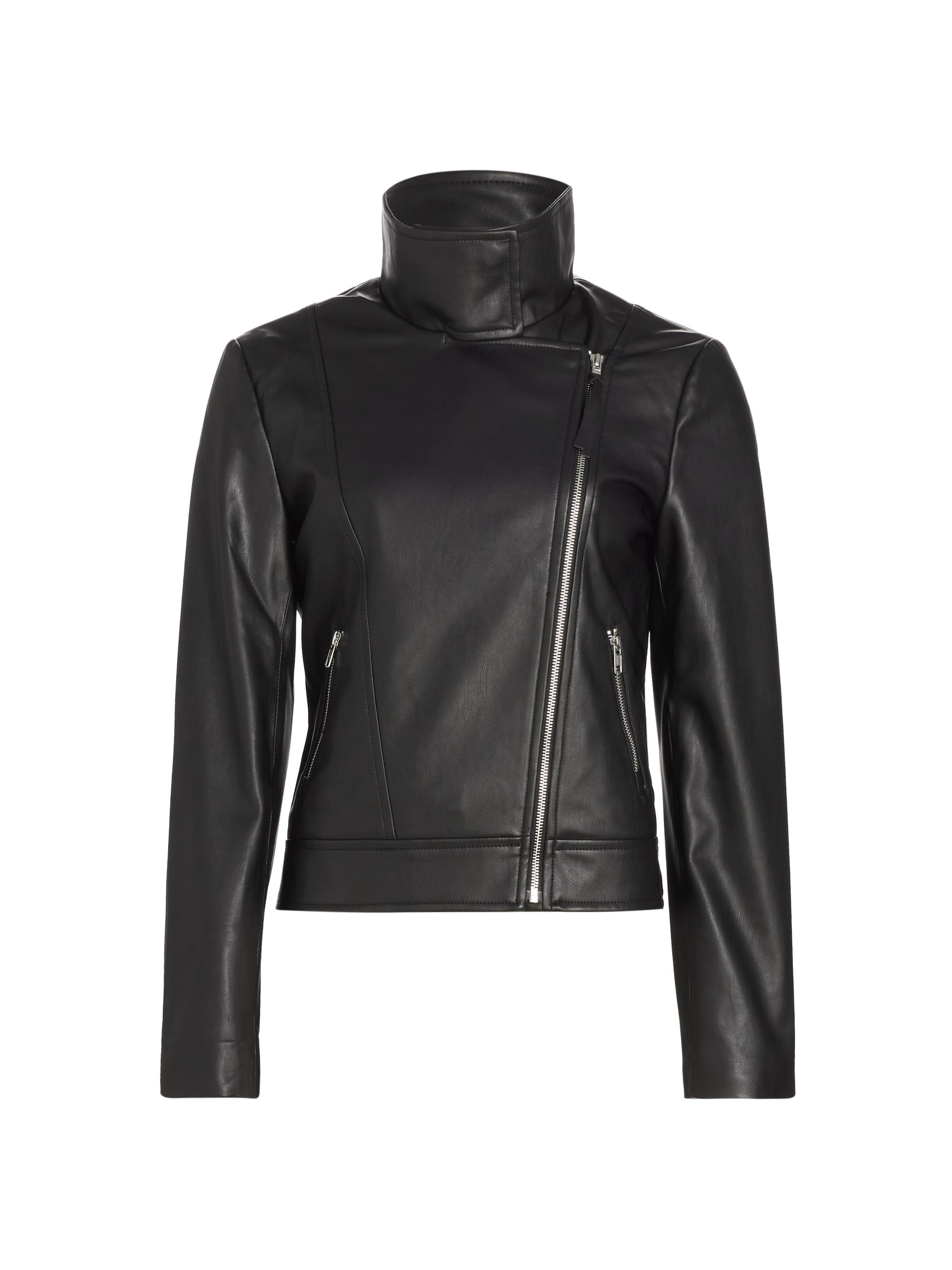 susana monaco Women's Faux Leather Moto Jacket - Black