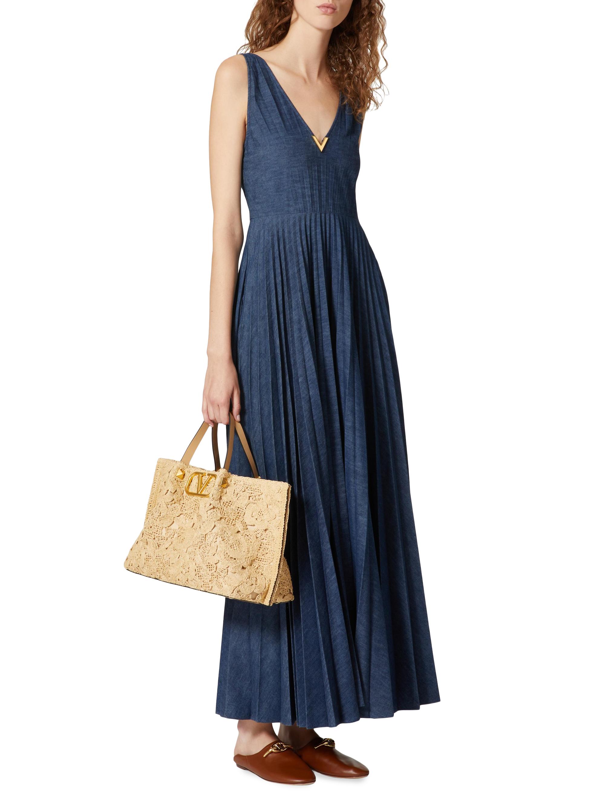 Valentino Garavani Chambray Denim Plisse' Dress | Saks Fifth Avenue