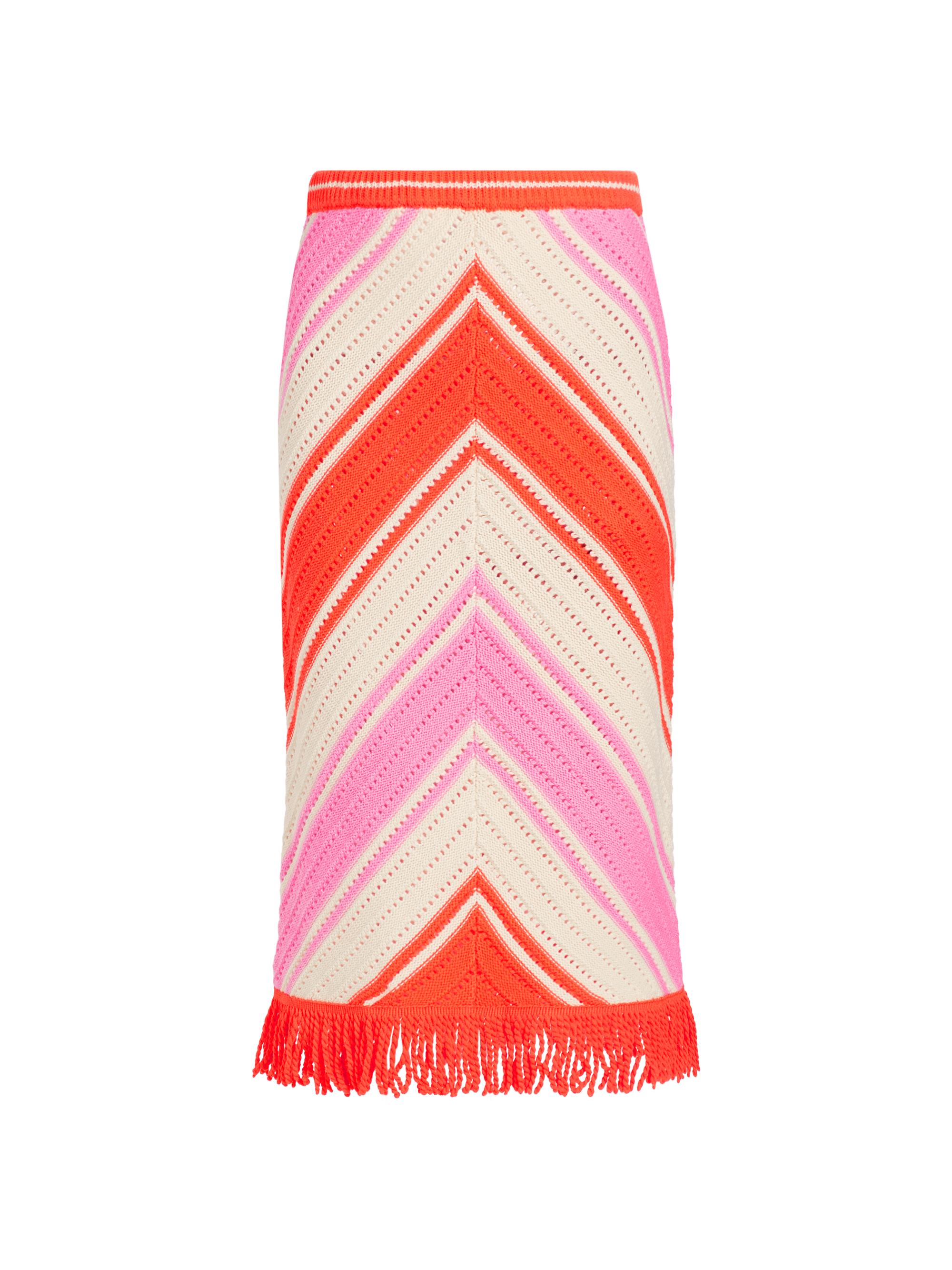 Design History Women's Chevron Fringe Midi-Skirt - Burnt Orange Combo