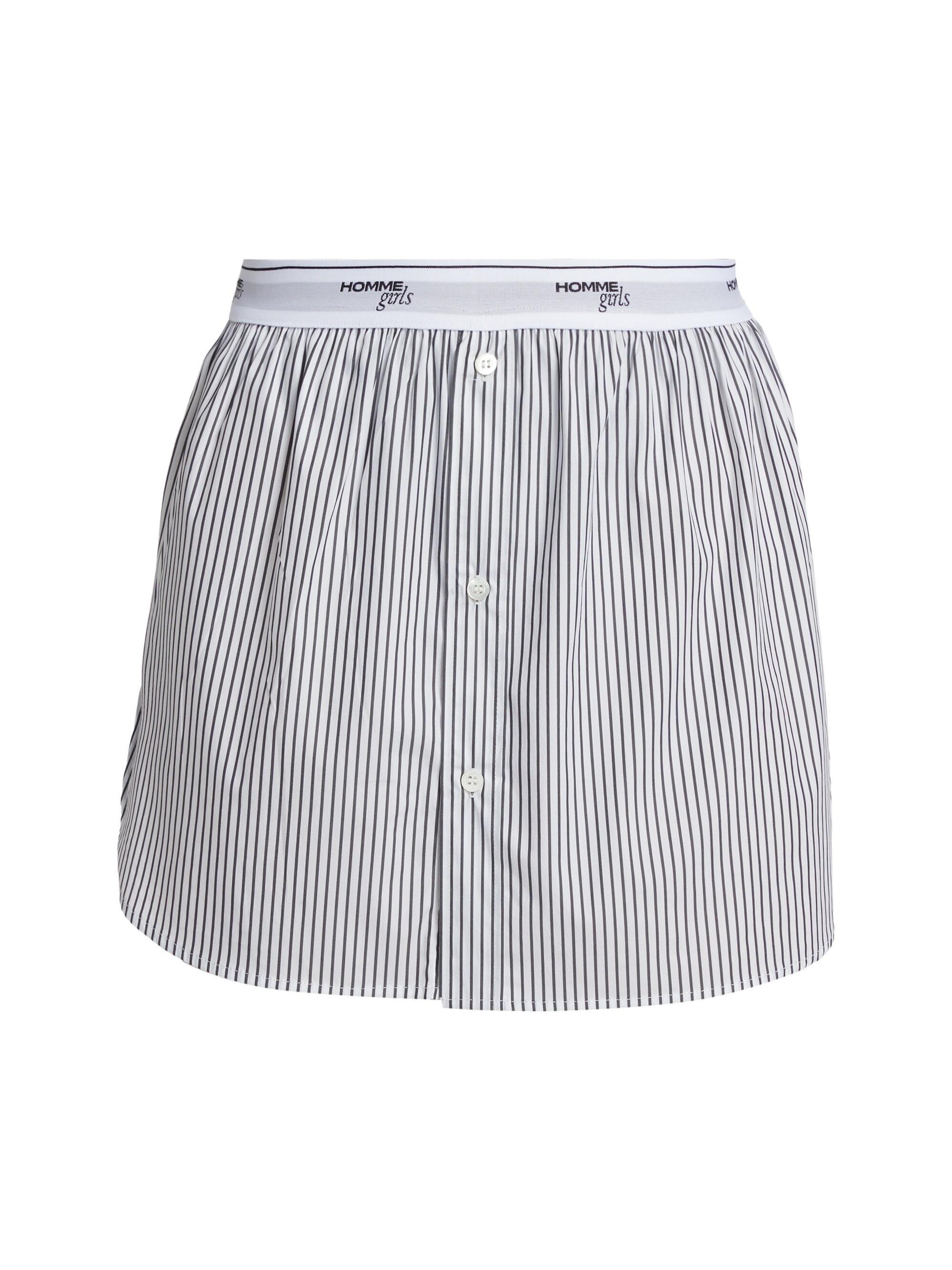 Hommegirls Women's Shirt Tail Mini Skirt - Faded Black Stripe