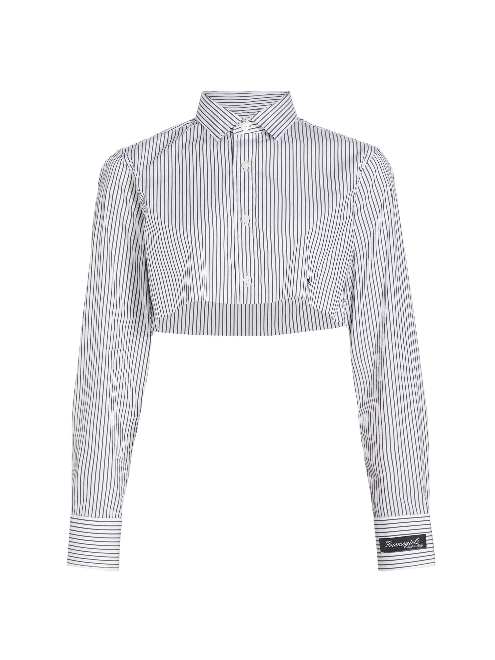 Hommegirls Women's Super Cropped Shirt - Faded Black Stripe