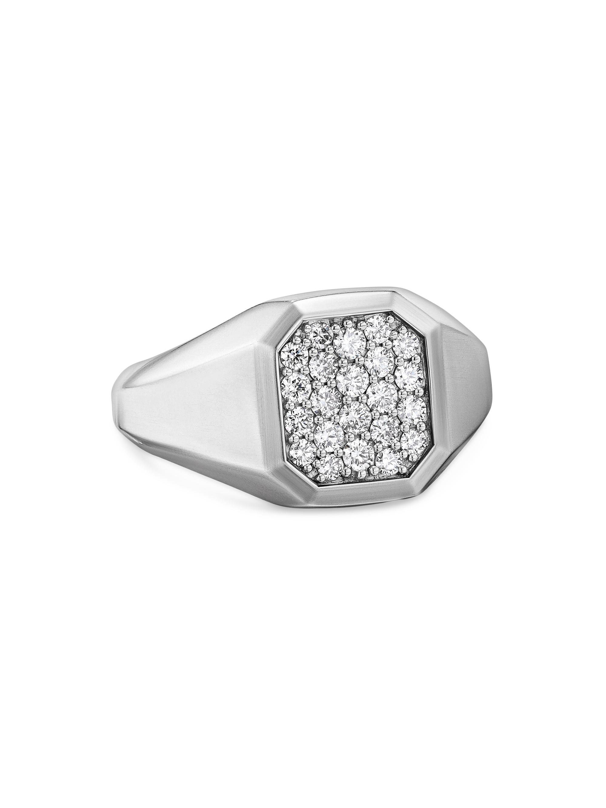 David Yurman Men's Streamline Signet Ring in Sterling Silver - Diamond