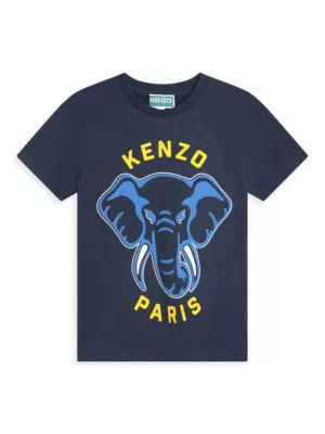 Kenzo Kids logo-print leather ballerina shoes - Blue