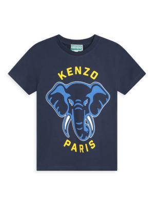 Baby Boy/Girl Cartoon Elephant Print Colorblock Short-sleeve T-shirt