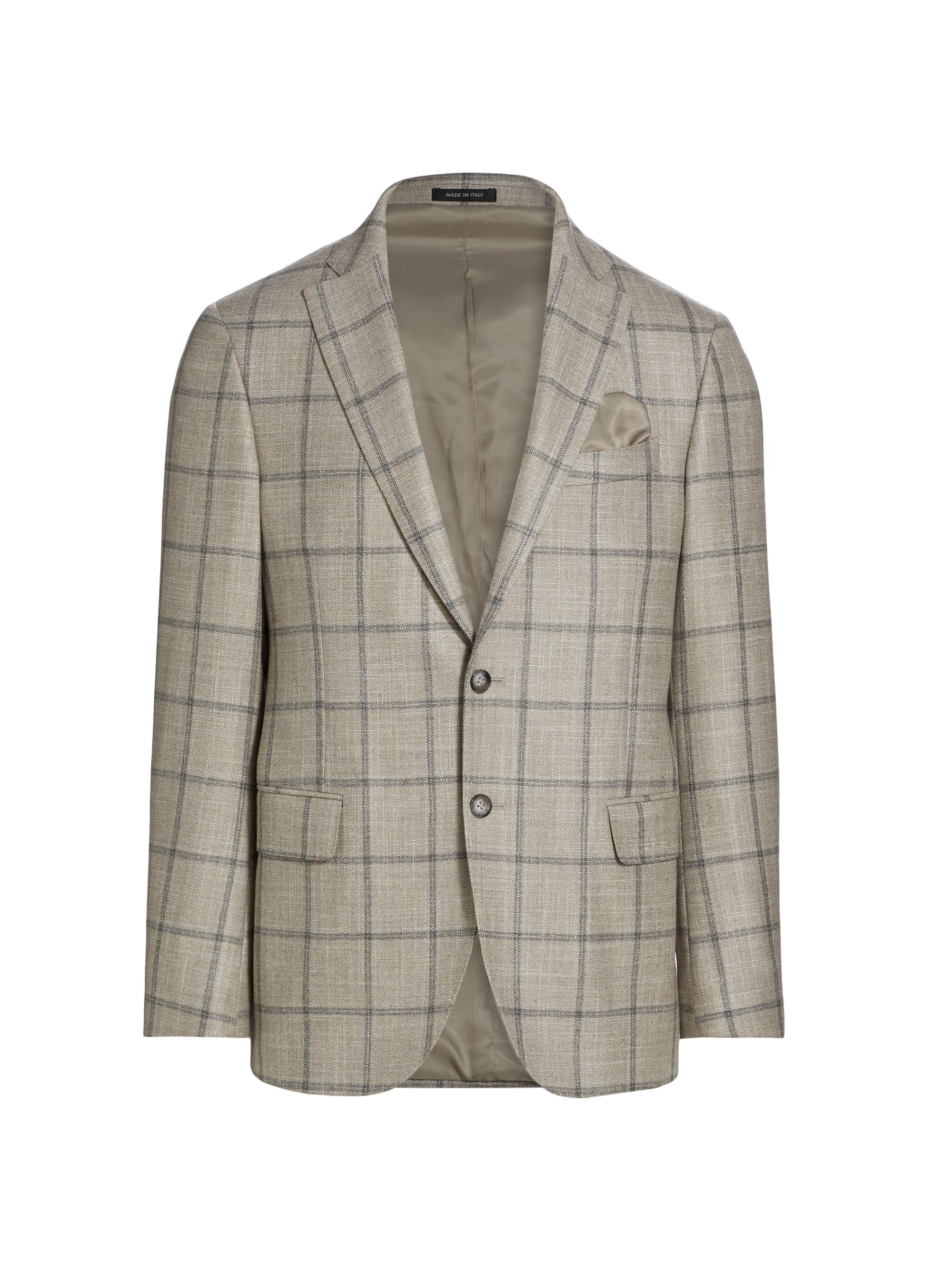 Saks Fifth Avenue Men's COLLECTION Plaid Wool-Blend Sportcoat - Cream