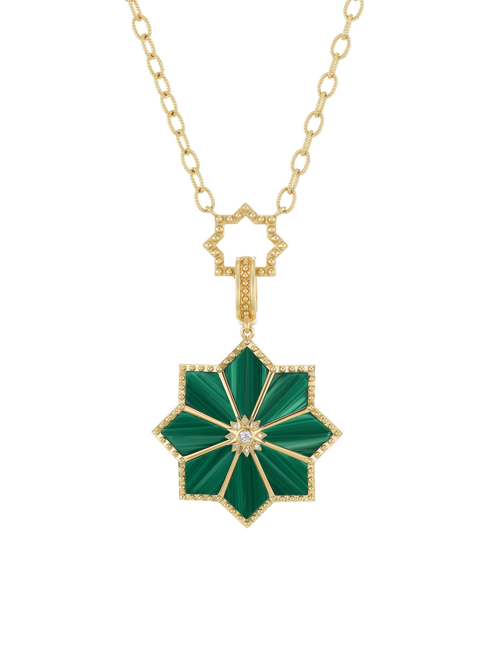 Orly Marcel Women's Fez 18K Yellow Gold, Malachite & 0.063 TCW Diamond Pendant Necklace - Green