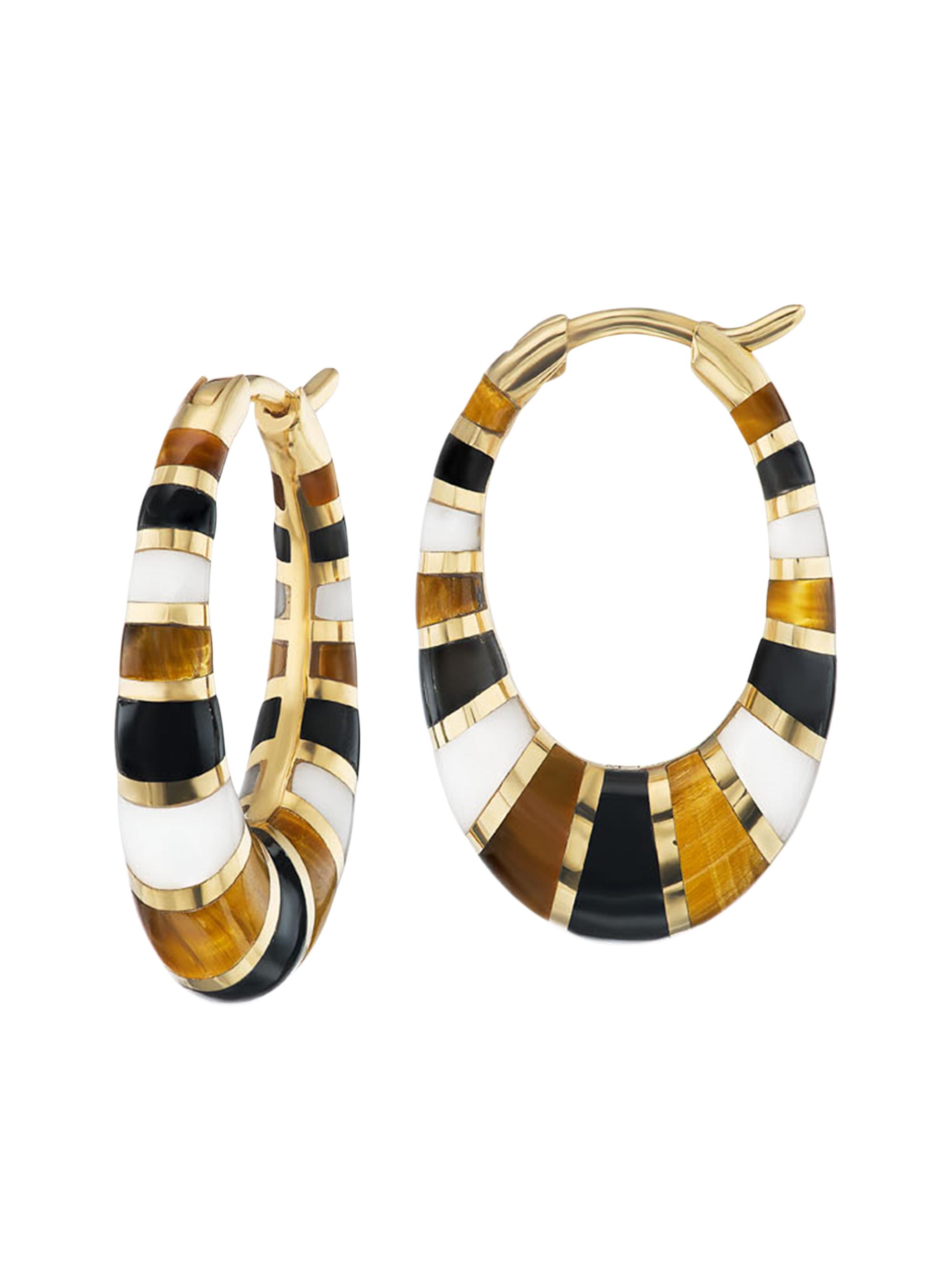 Orly Marcel Women's 18K Yellow Gold & Gemstone Oval Hoop Earrings - Brown