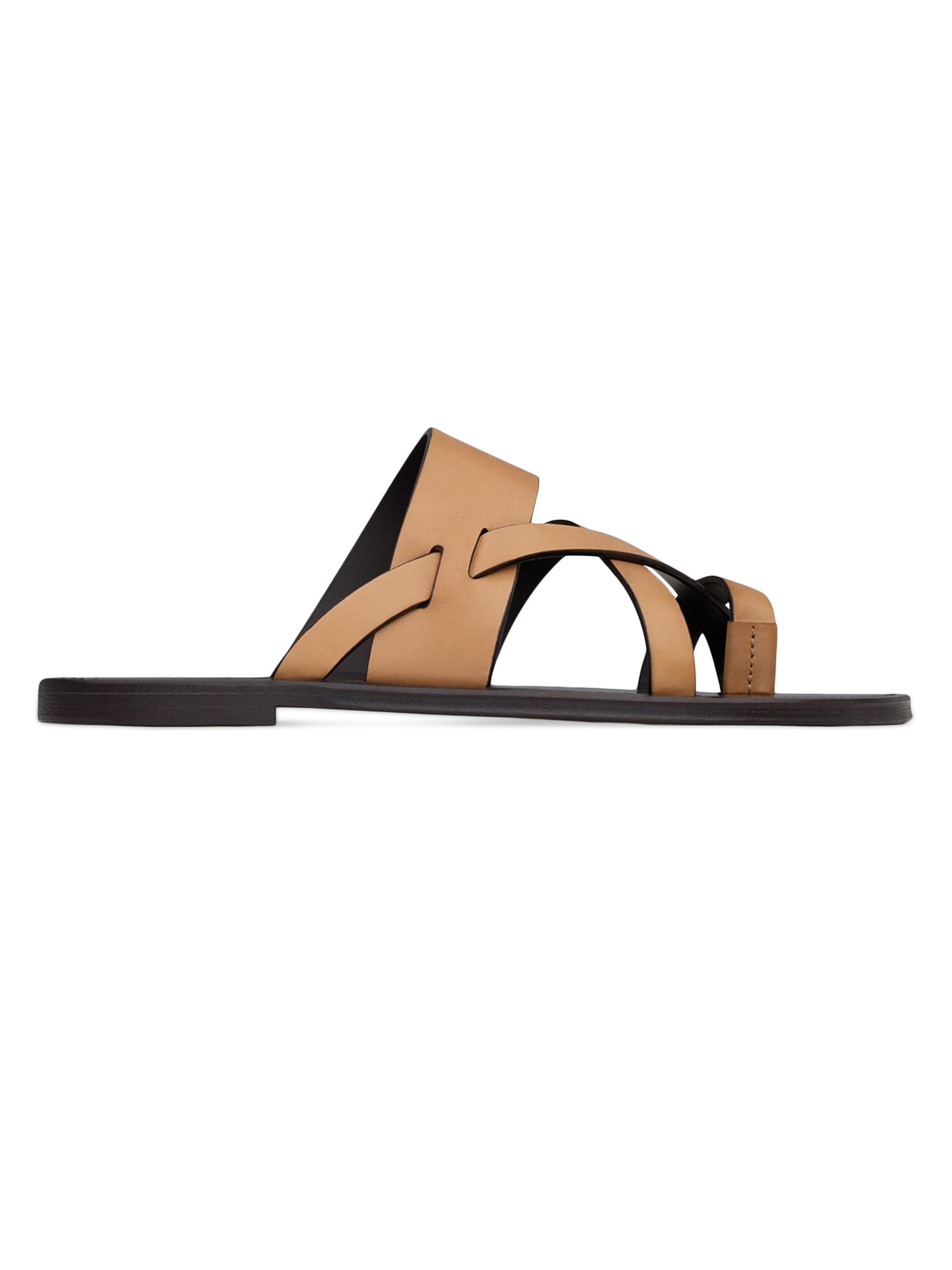 Saint Laurent Men's Culver Slides in Smooth Leather - Gold Brown