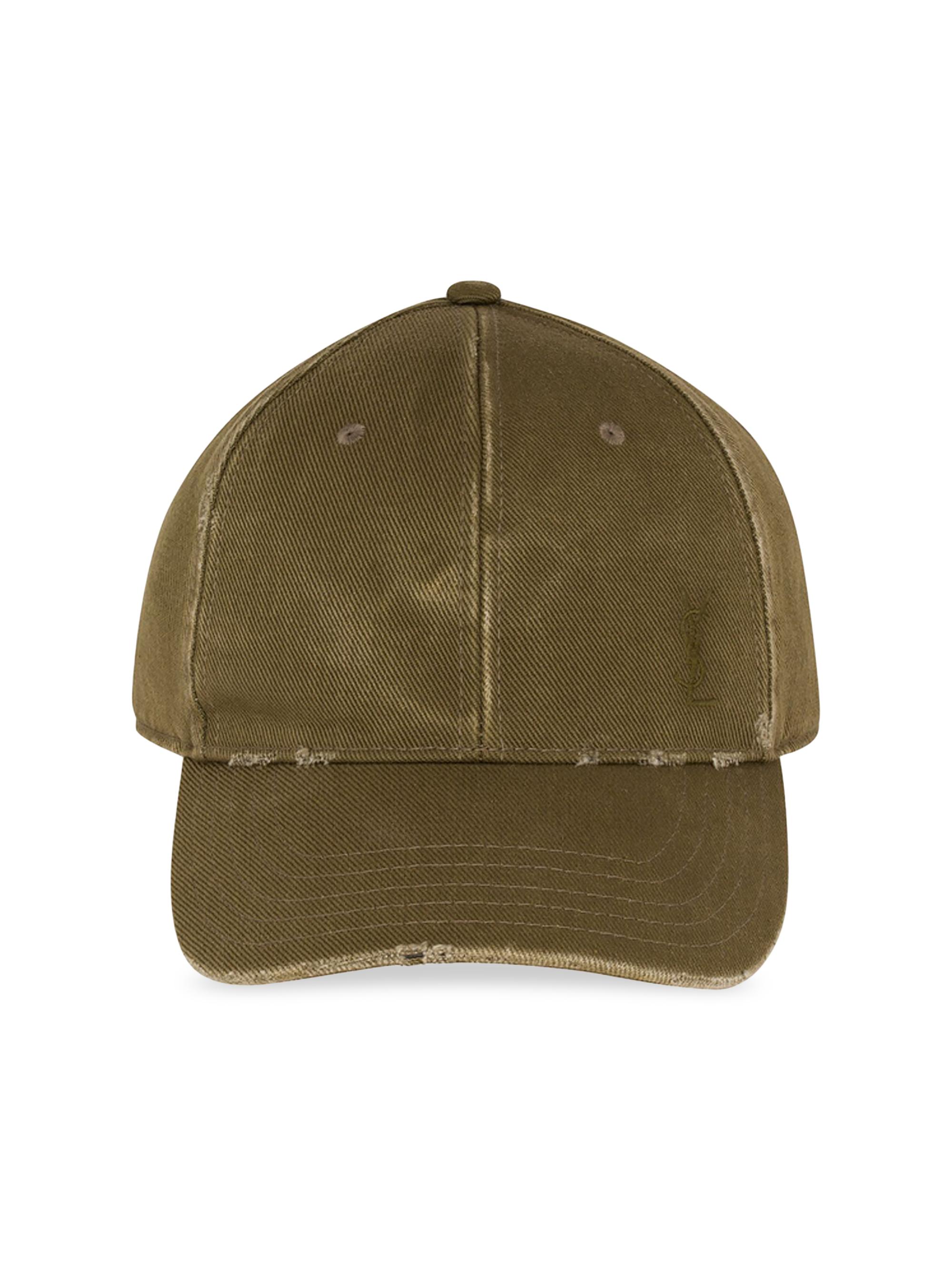 Saint Laurent Women's Cassandre Cap in Washed Denim - Khaki