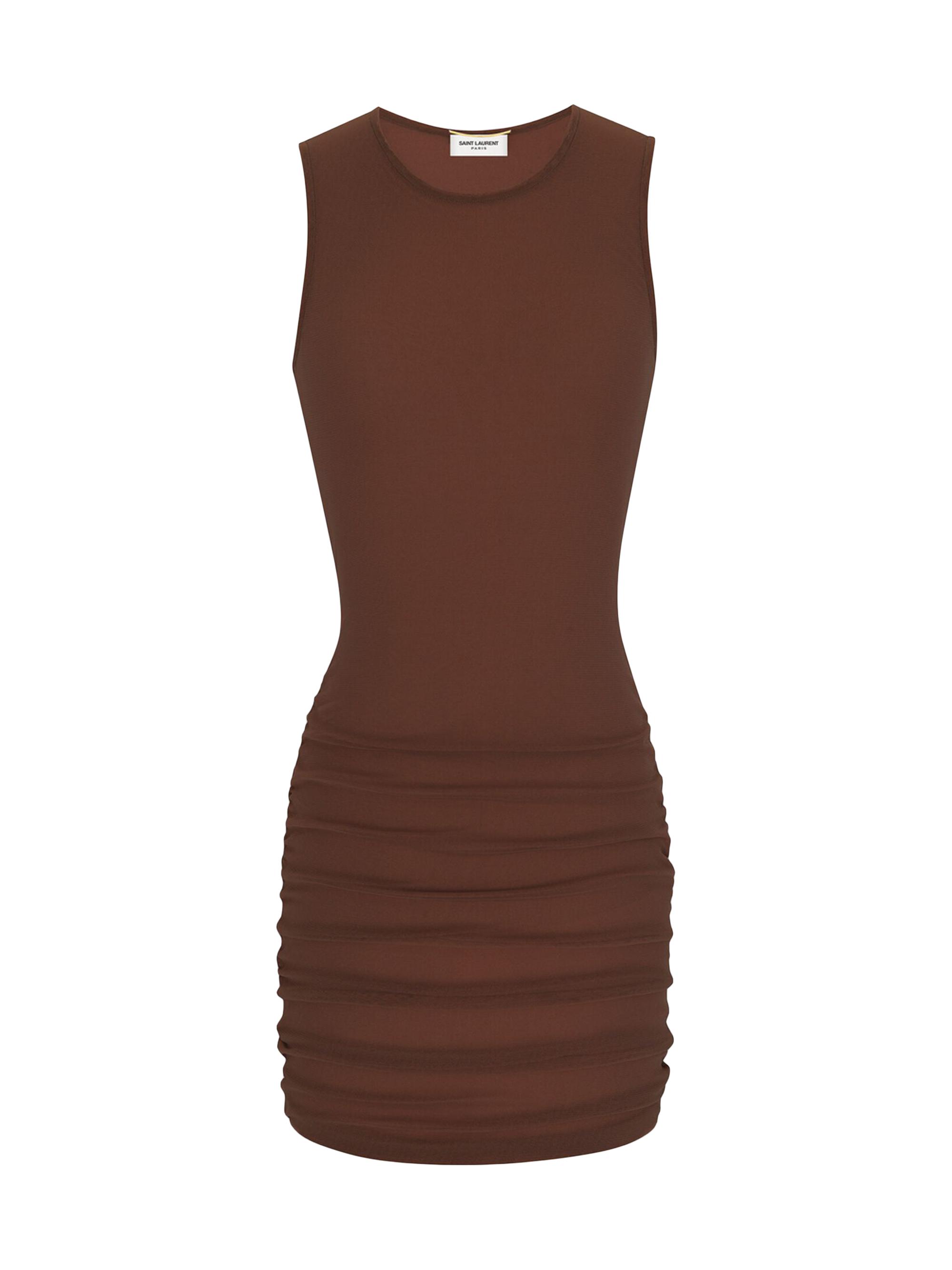 Saint Laurent Women's Tank Dress in Tulle - Maroon