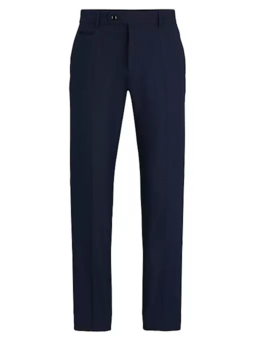 BOSS - Slim-Fit Trousers in Wrinkle-Resistant Melange Fabric