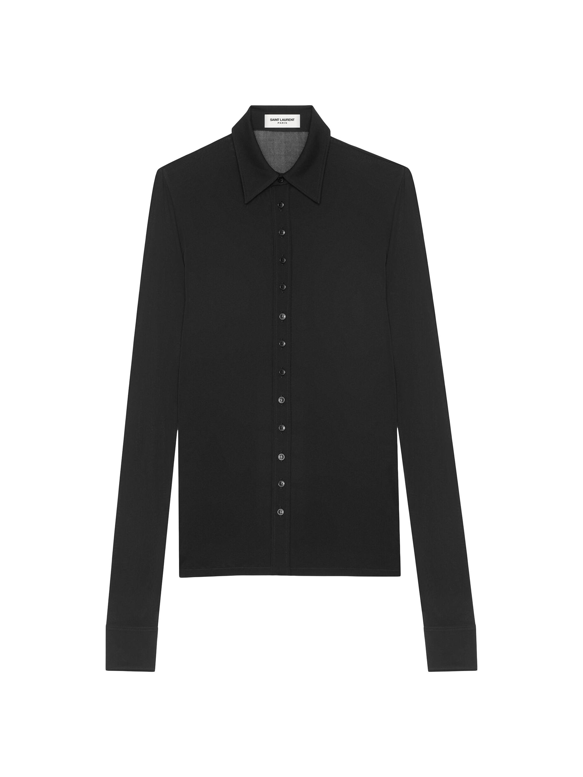 Saint Laurent Women's Shirt in Crepe Jersey - Black