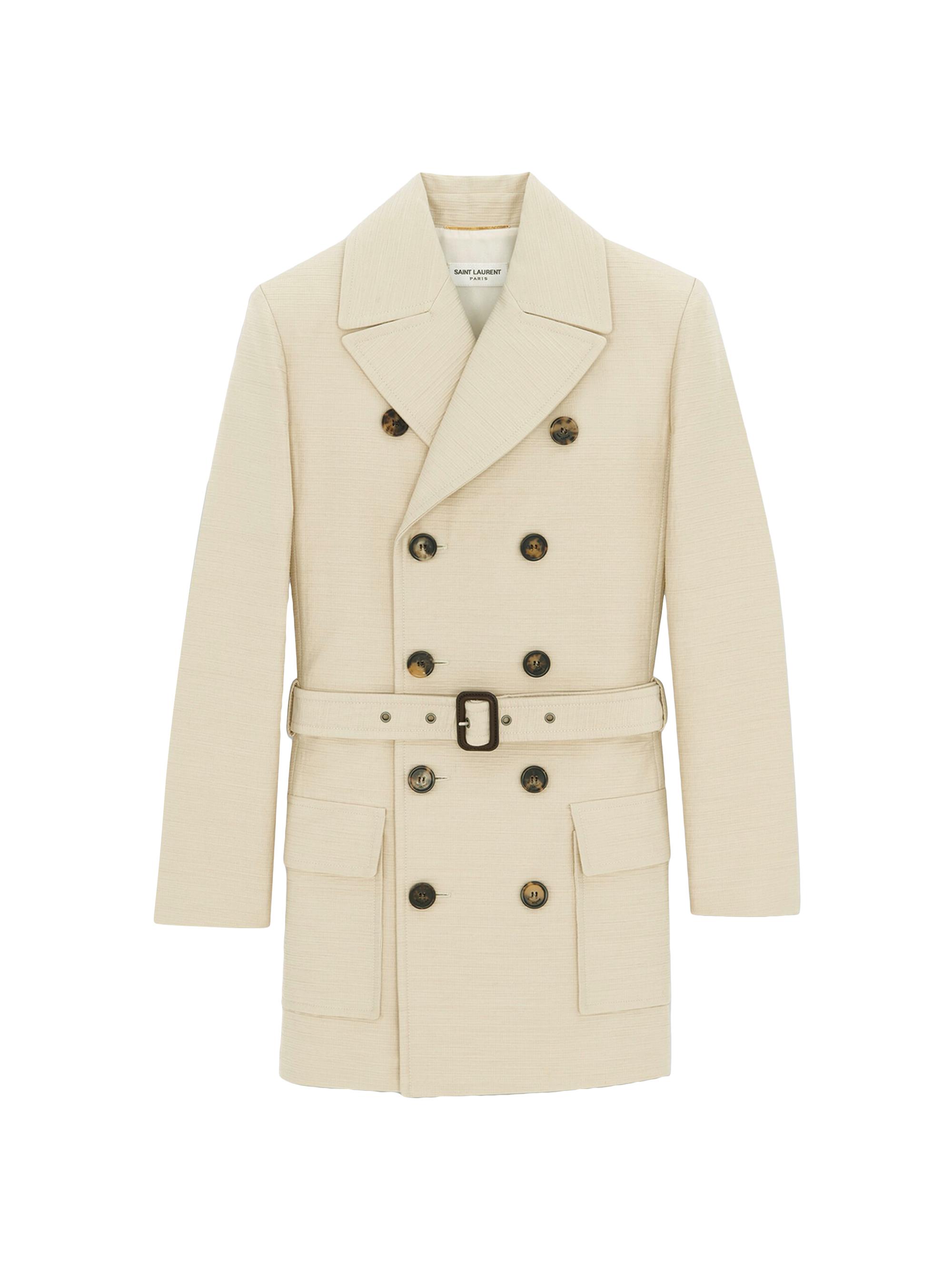 Saint Laurent Women's Saharienne Jacket in Cotton & Wool - Craie Vintage