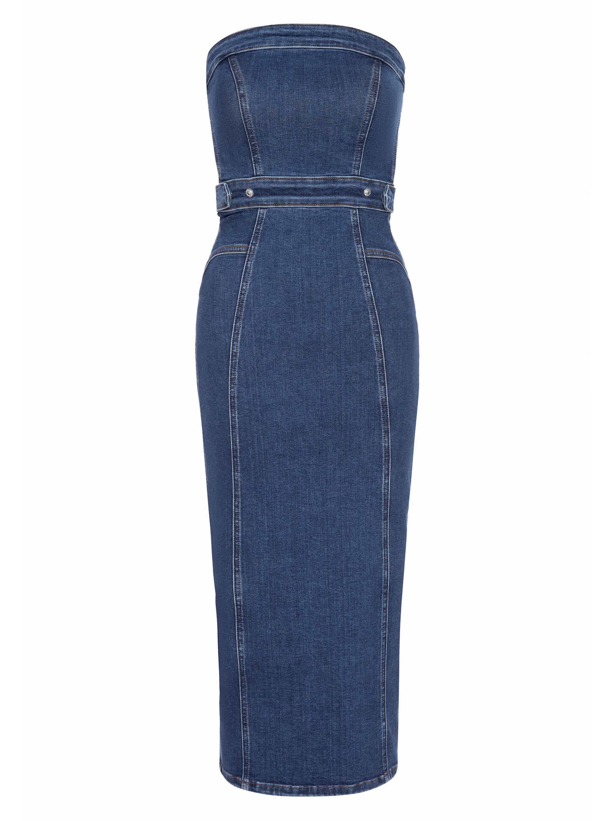 Good American Women's Denim Tube Midi Dress - Indigo