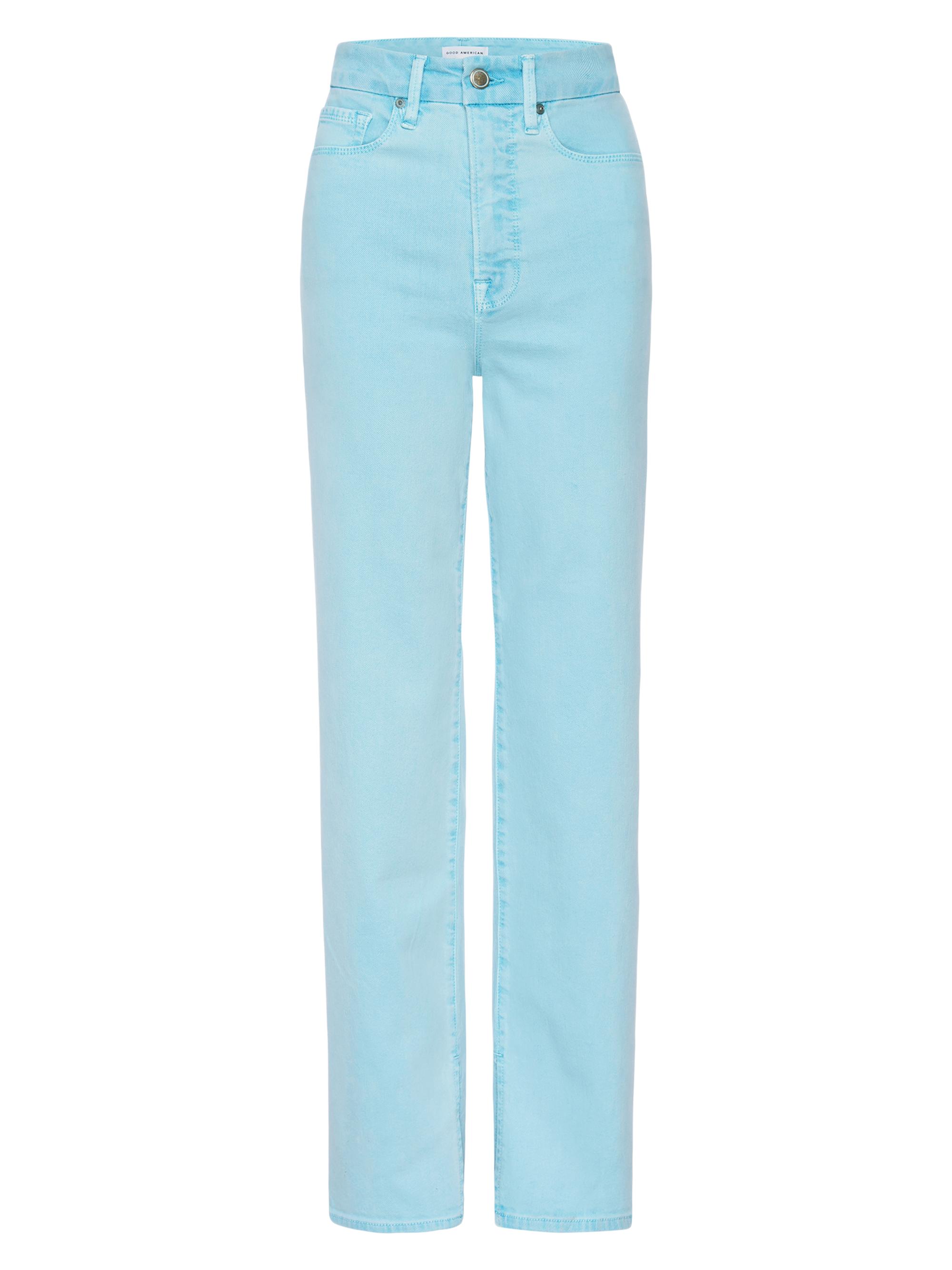 Good American Women's Good Straight Mid-Rise Pants - Mineral Pool