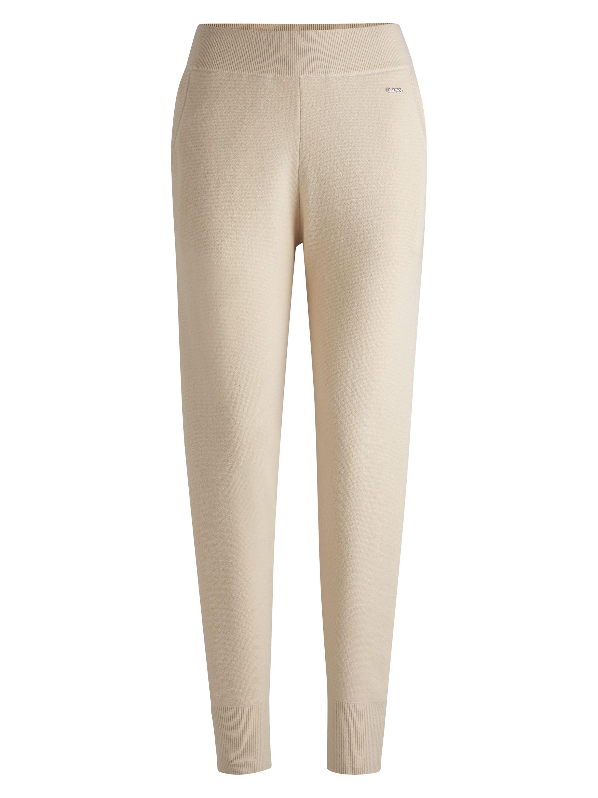 BOSS Women's Knitted Trousers in Virgin Wool and Cashmere - Cream