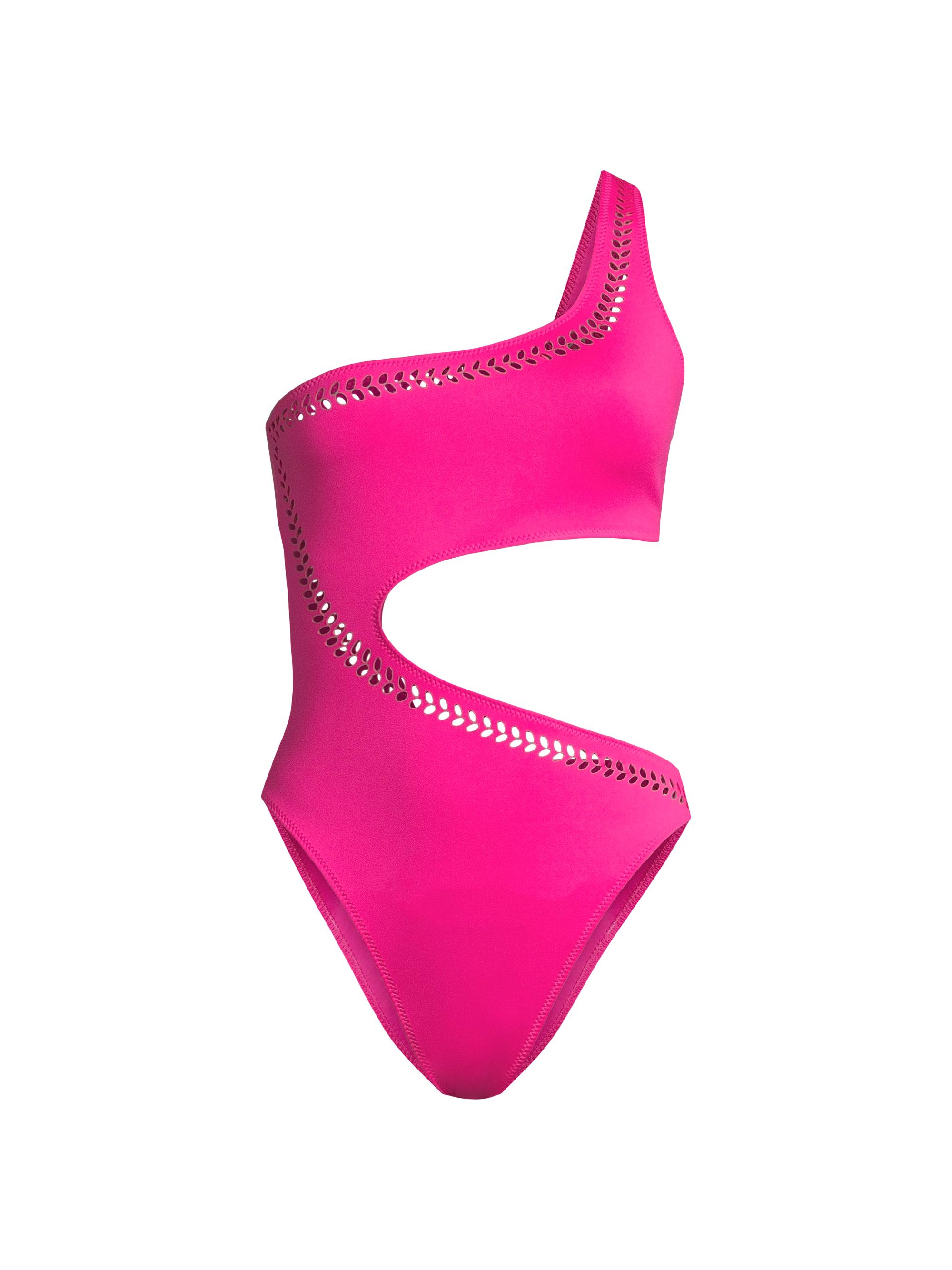 GiGi C Women's France Laser-Cut One-Shoulder One-Piece Swimsuit - Fuchsia