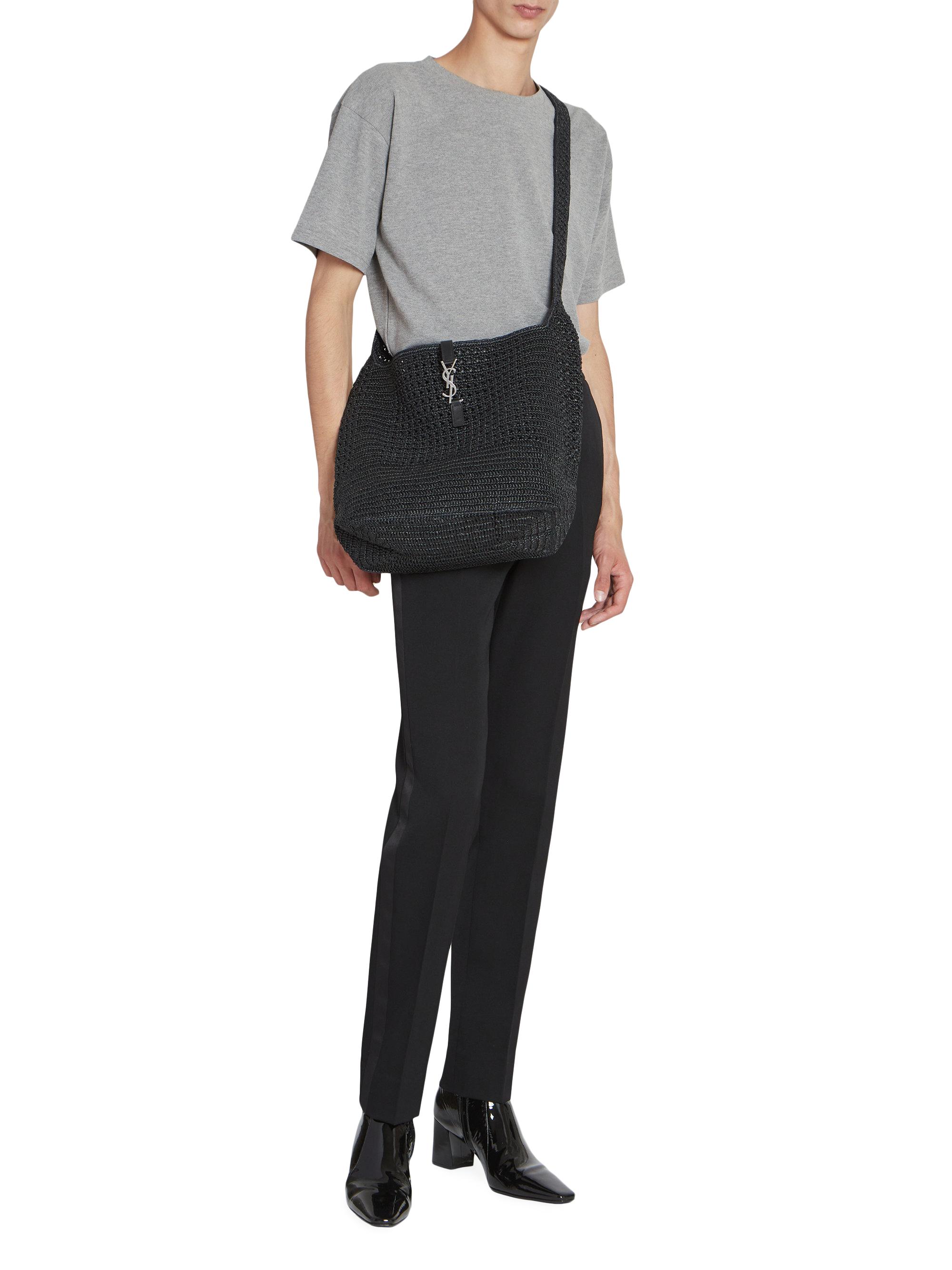 Saint Laurent Le 5 à 7 Medium Tote in Raffia Crochet | Saks Fifth