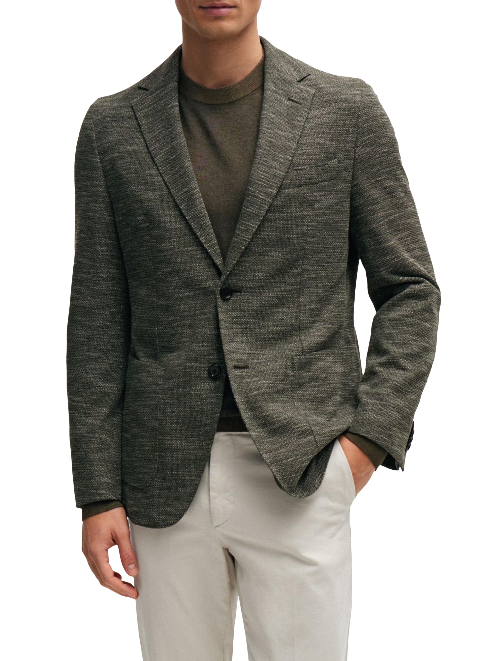 BOSS Men's Regular-Fit Jacket in Micro-Patterned Stretch Jersey - Green