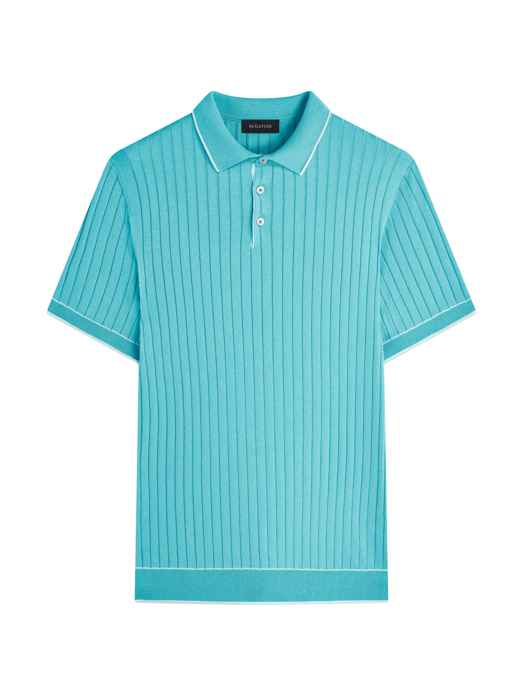 Bugatchi Men's Rib-Knit Short-Sleeve Polo Sweater - Jade
