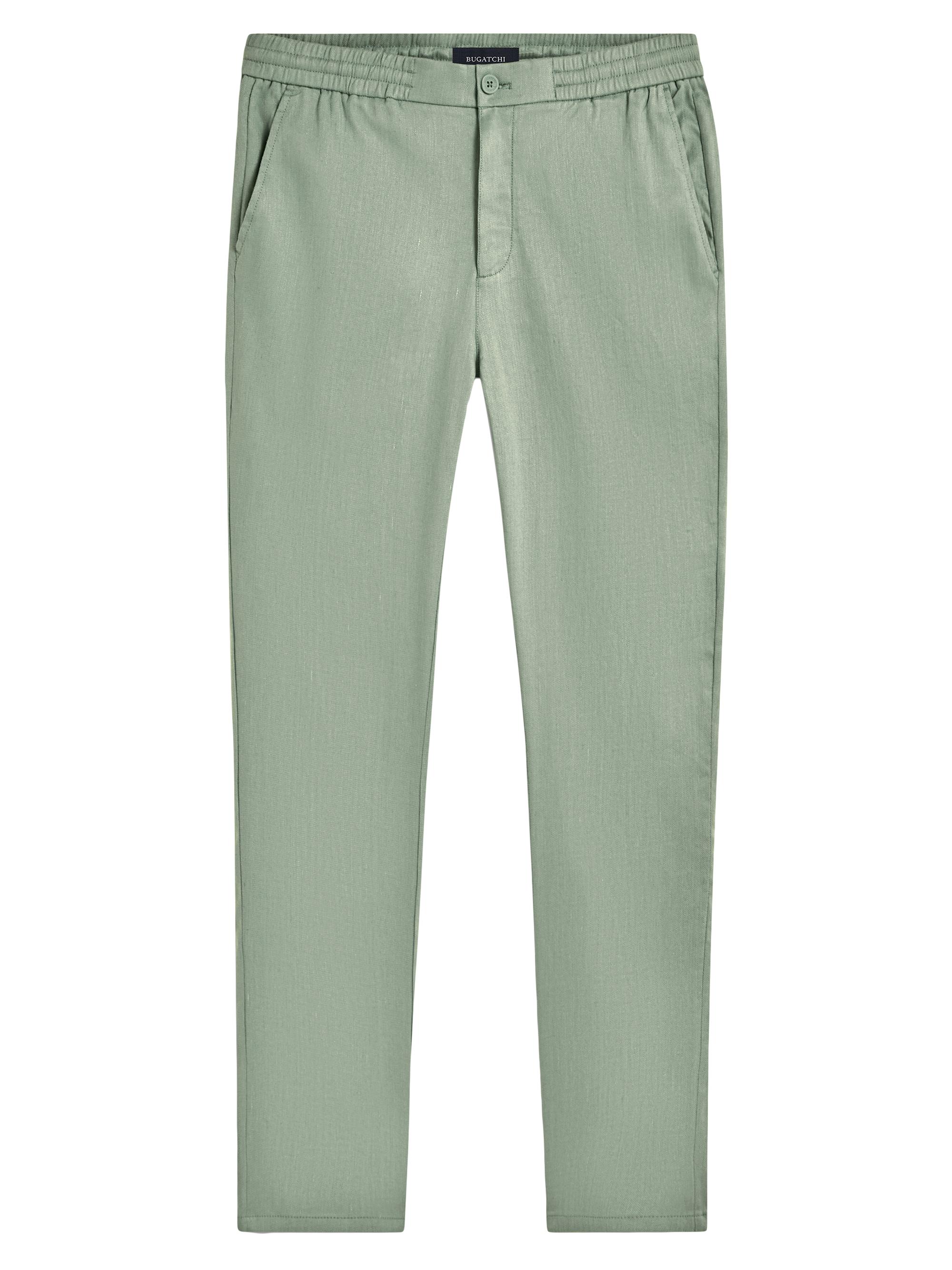 Bugatchi Men's Linen & Cotton Elasticized Straight-Leg Pants - Khaki