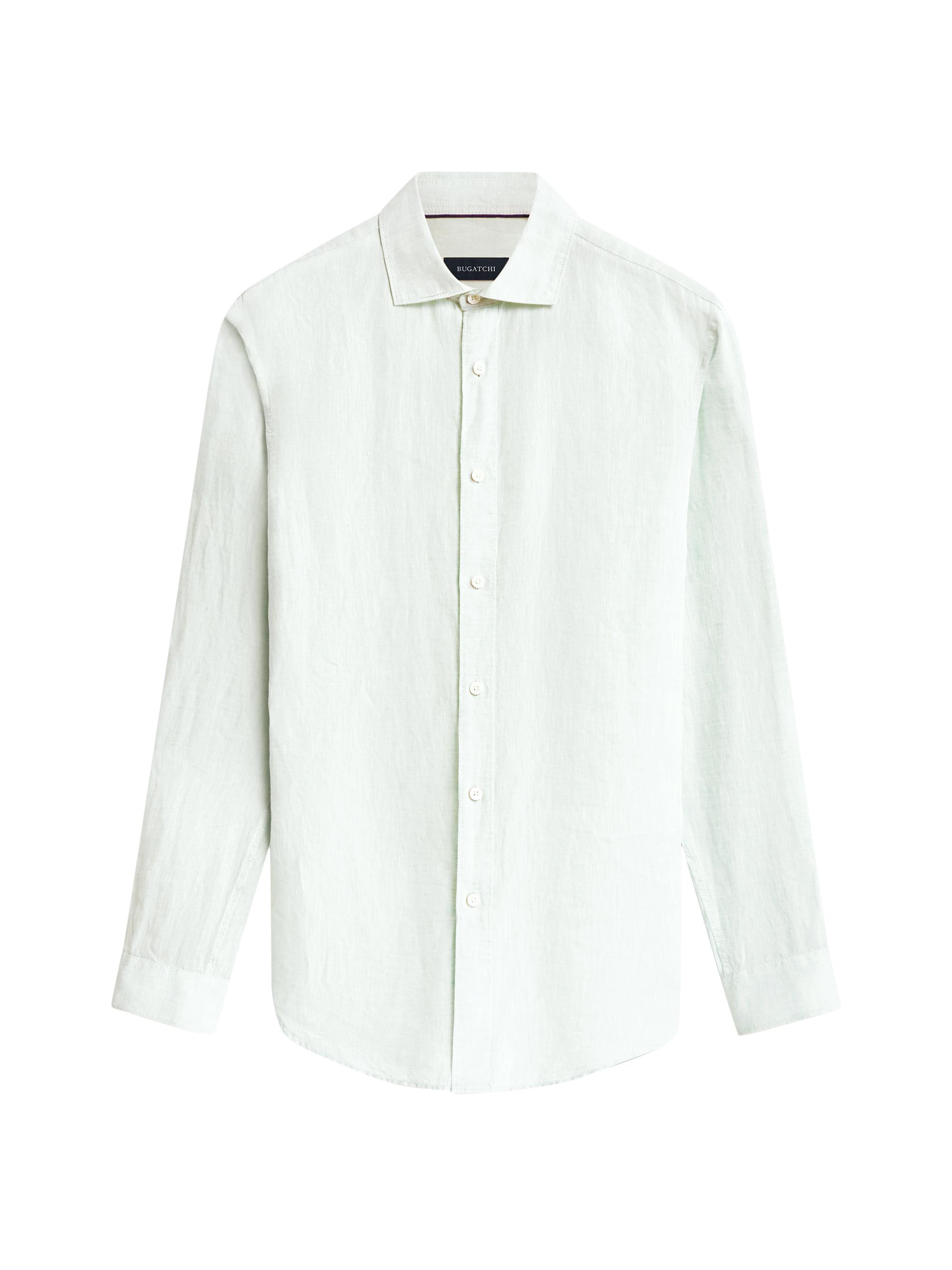 Bugatchi Men's Linen Long-Sleeve Button-Up Shirt - Sky