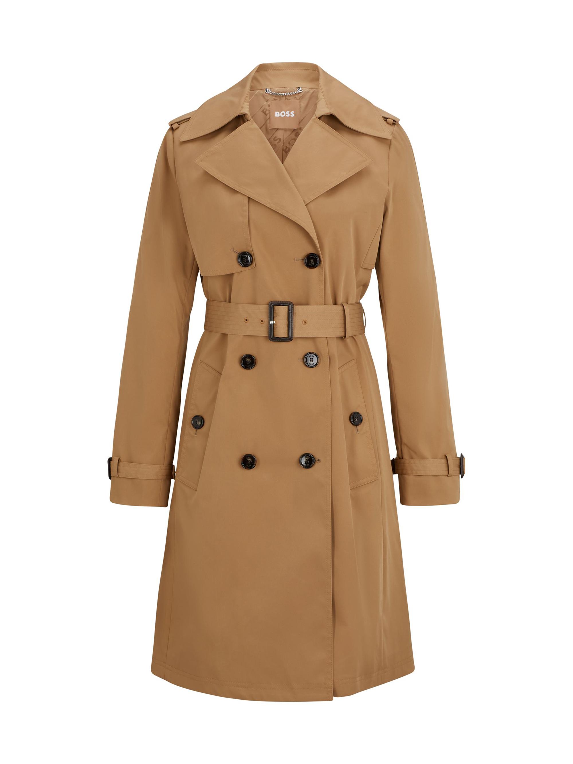 BOSS Women's Regular-Fit Trench Coat with Buckled Belt - Beige