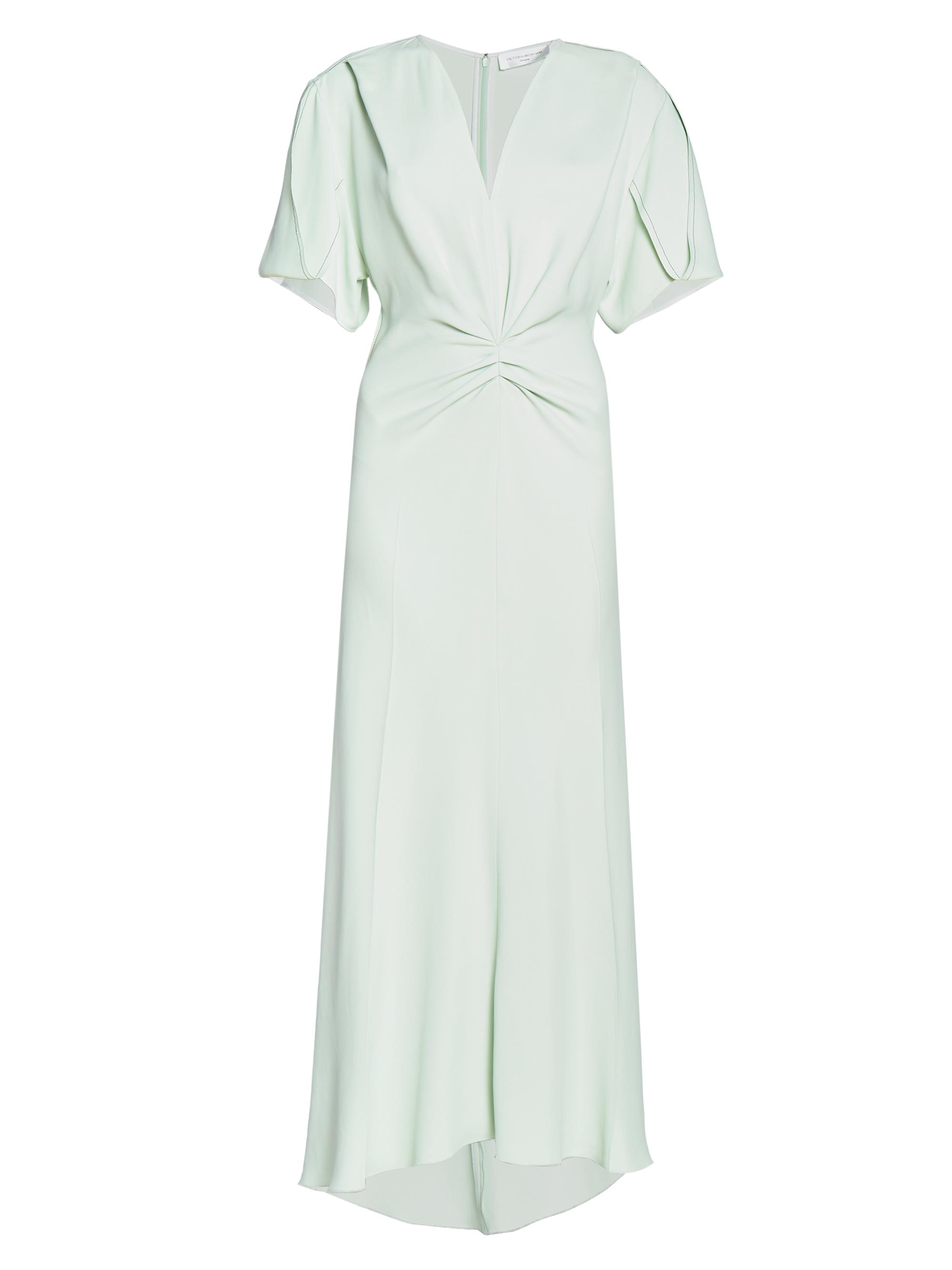 Victoria Beckham Women's Gathered-Waist V-Neck Midi-Dress - Jade