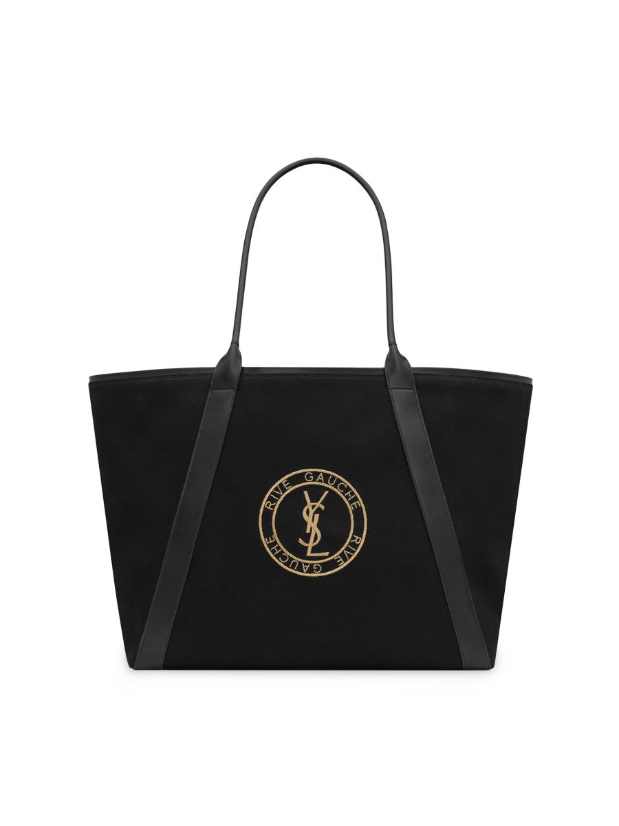 【関税&送料込】Saint Laurent Black Canvas Rive Gauche Shopp Saint Laurent Black Canvas Rive Gauche Tote Bag ○ Labellov