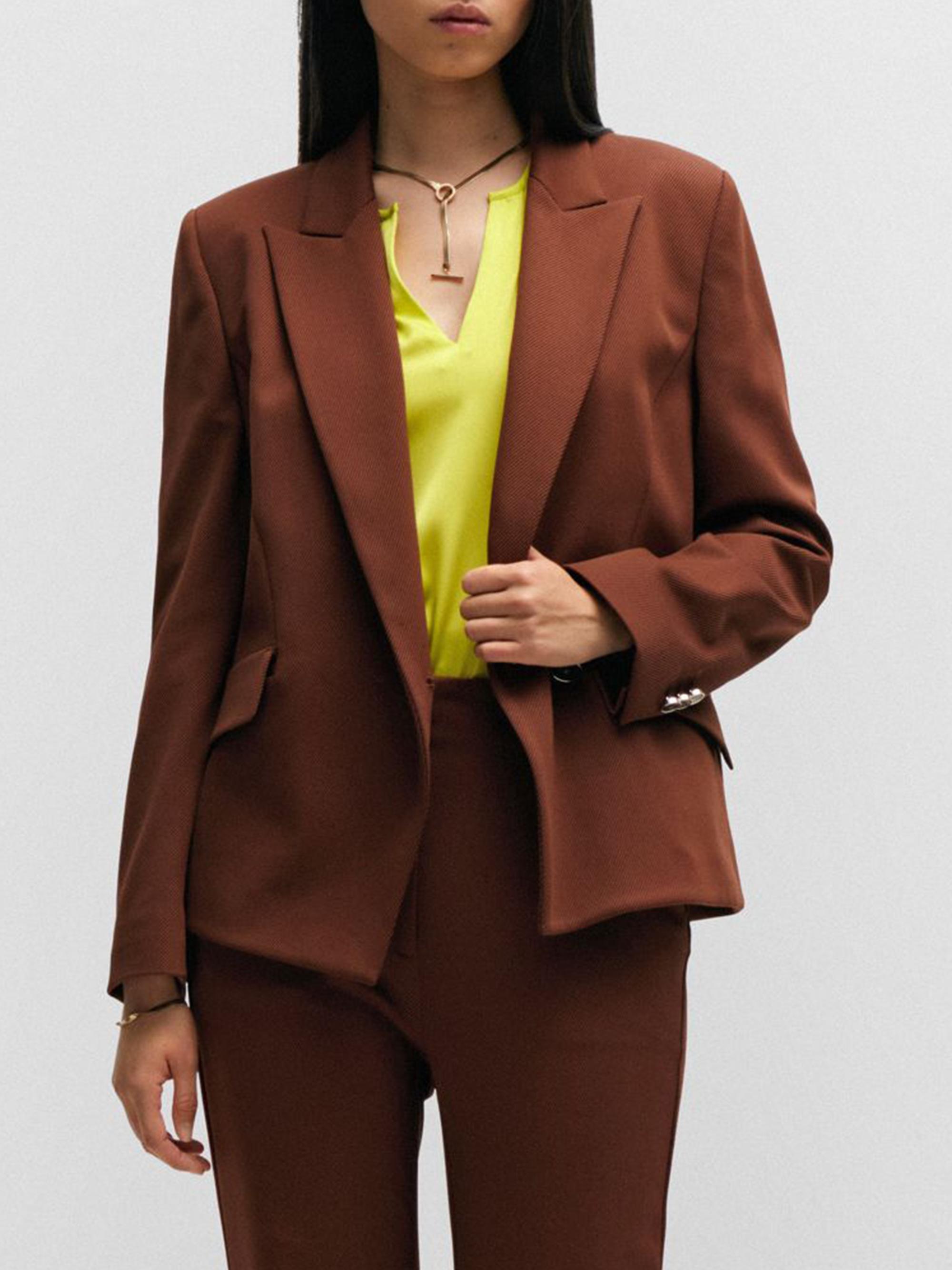 BOSS Women's Regular-Fit Jacket in Stretch Twill - Brown