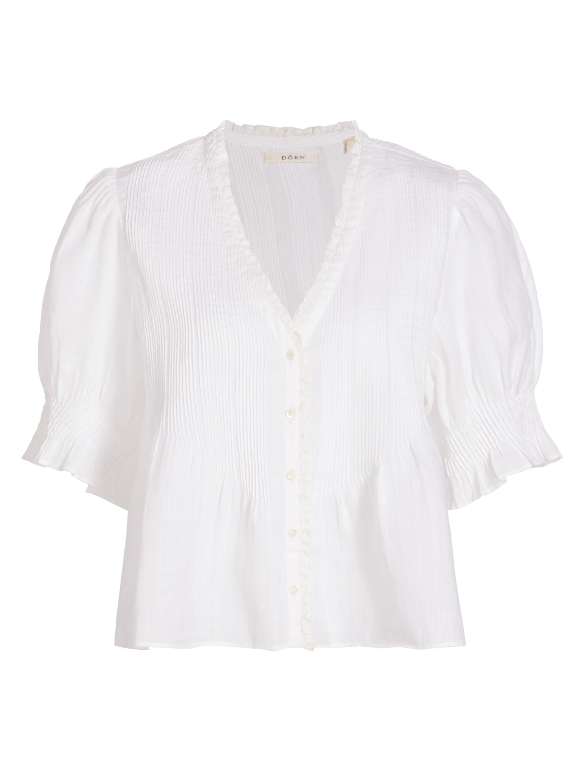 DÔEN Women's Karlie Pleated Lace-Trim Top - Salt