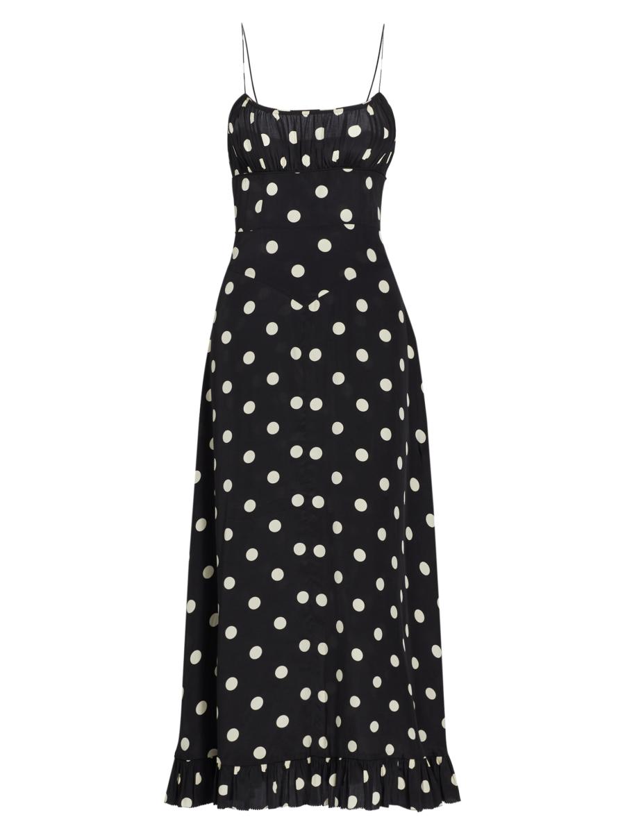 knee length dresses for ladies Pretty in Polka Dots Sleeveless Strappy Midi Dress