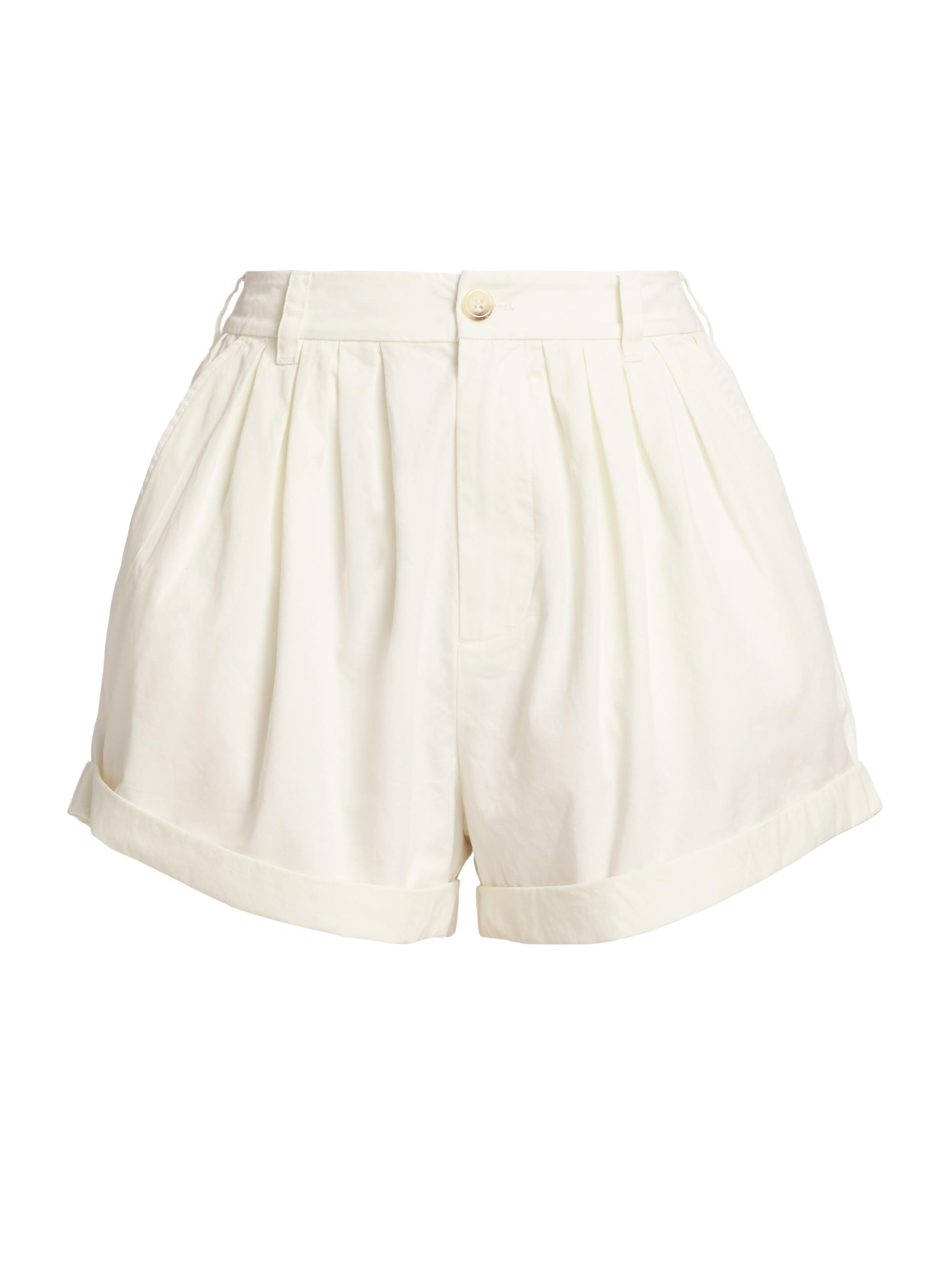 DÔEN Women's Paige Pleated Cotton Shorts - Salt