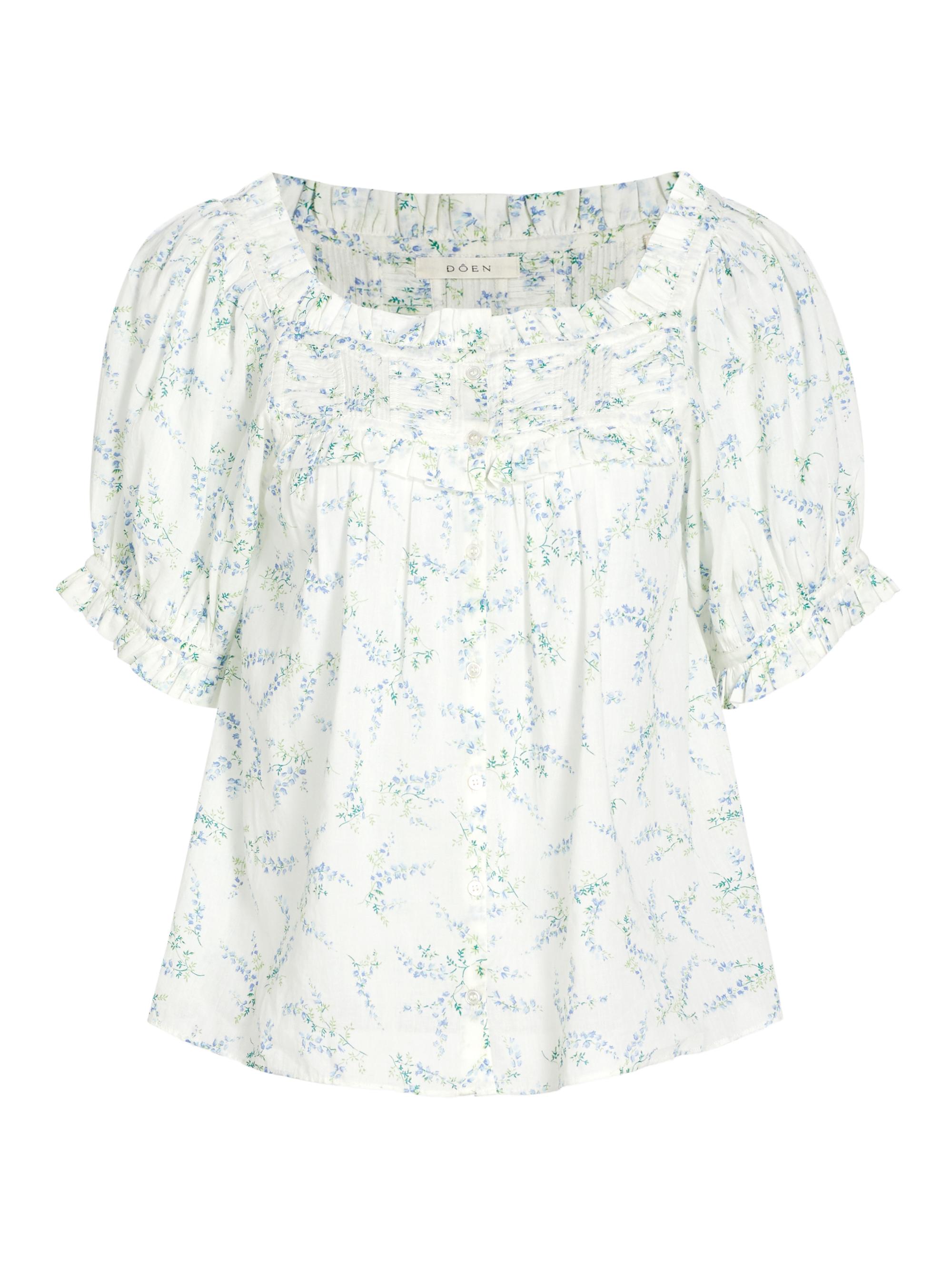 DÔEN Women's Farley Floral Cotton-Blend Top - Blanc Bluebell Ballad