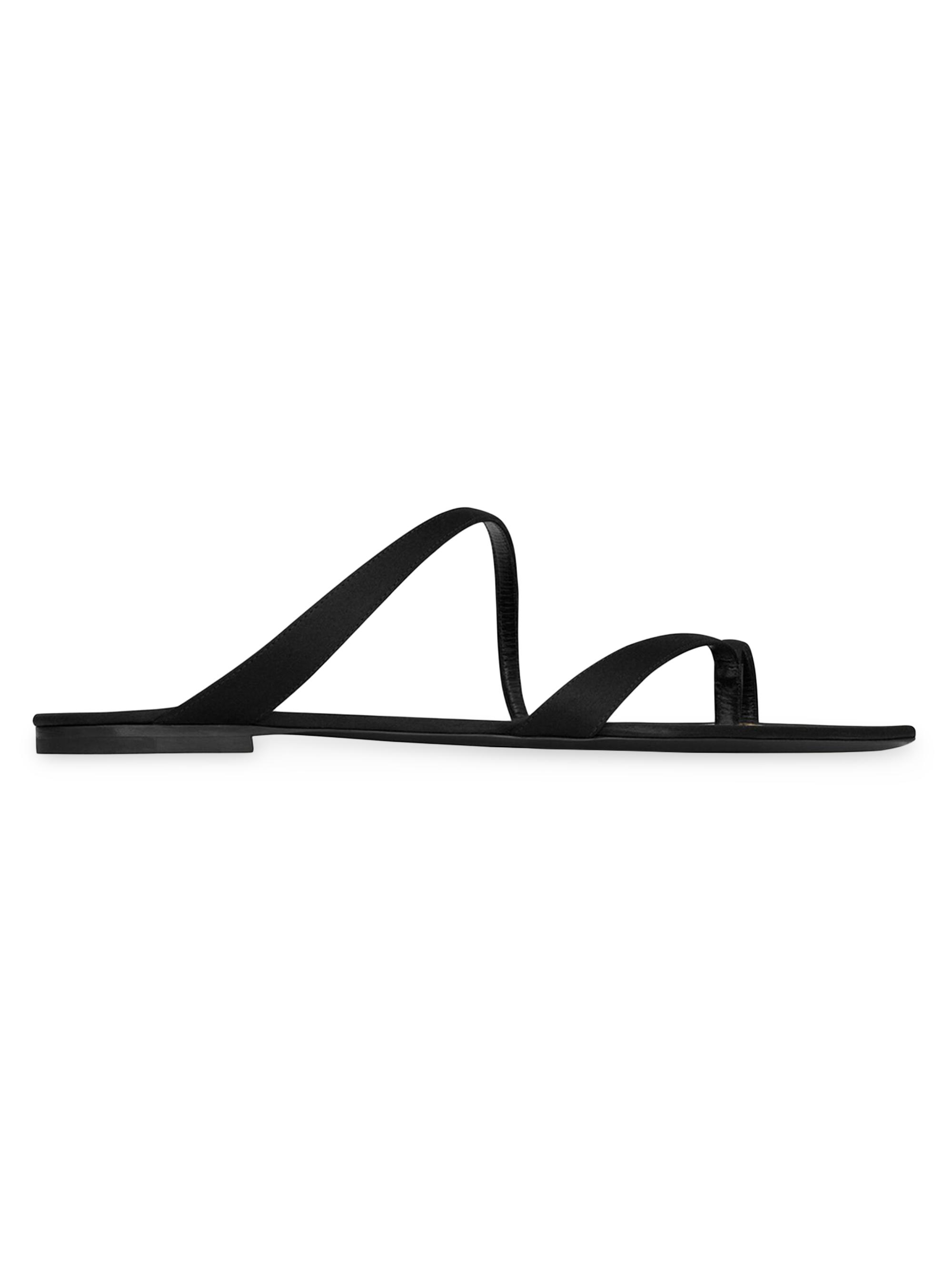 Saint Laurent Women's Tanger Slides in Satin Crepe - Black