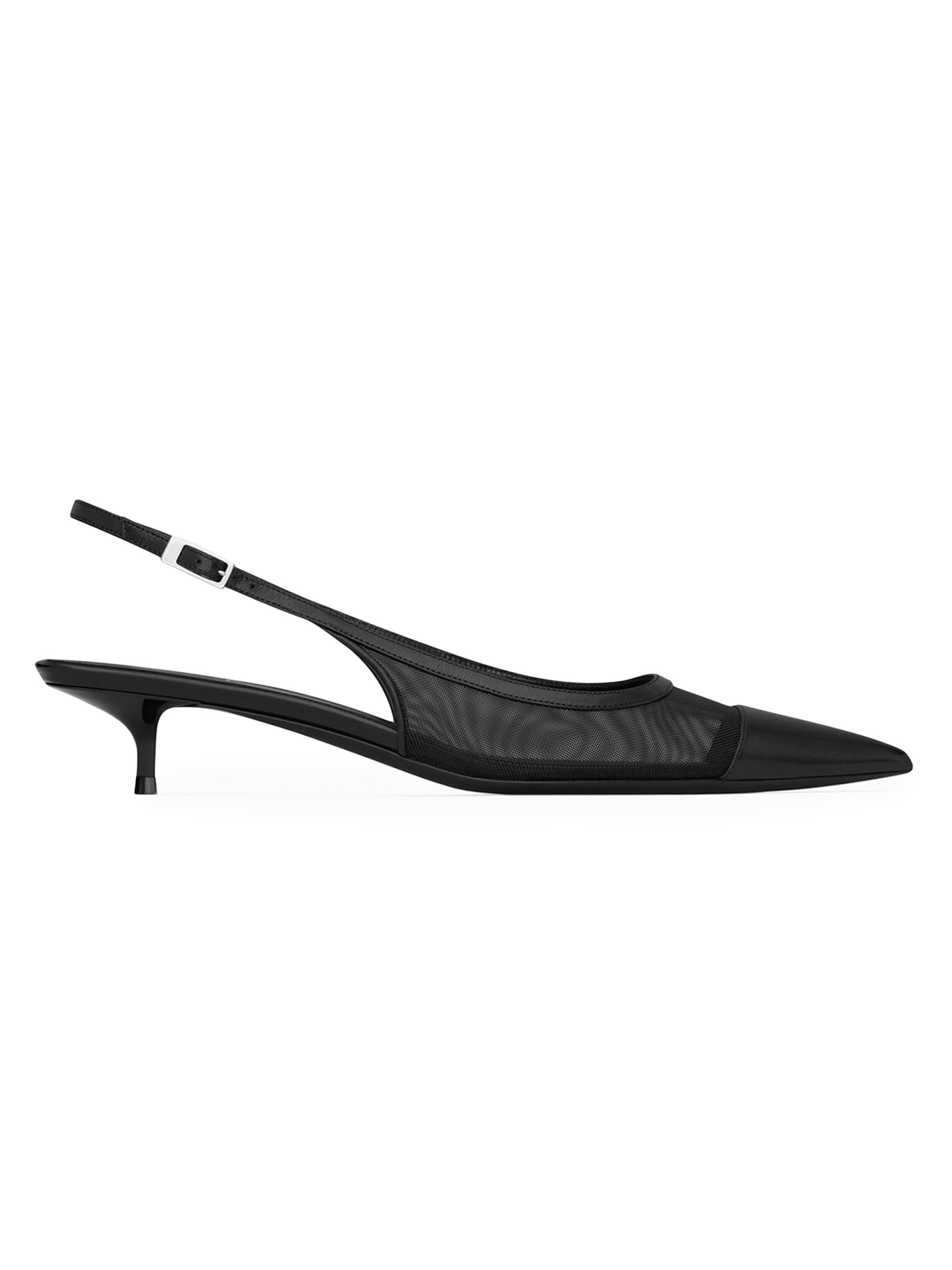 Saint Laurent Women's Oxalis Slingback Pumps in Mesh - Black