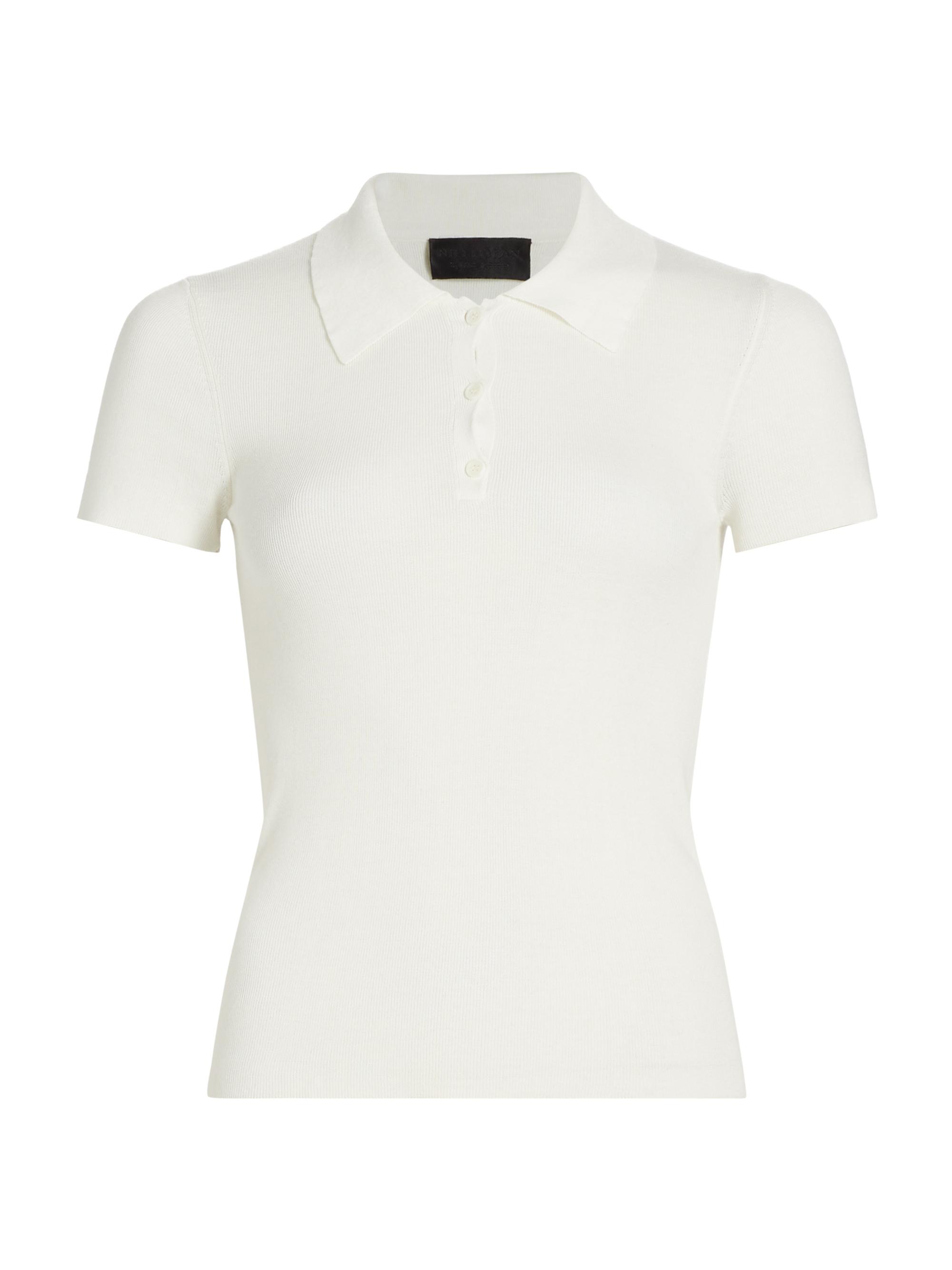 Nili Lotan Women's Solana Cotton Knit Short-Sleeve Polo Top -