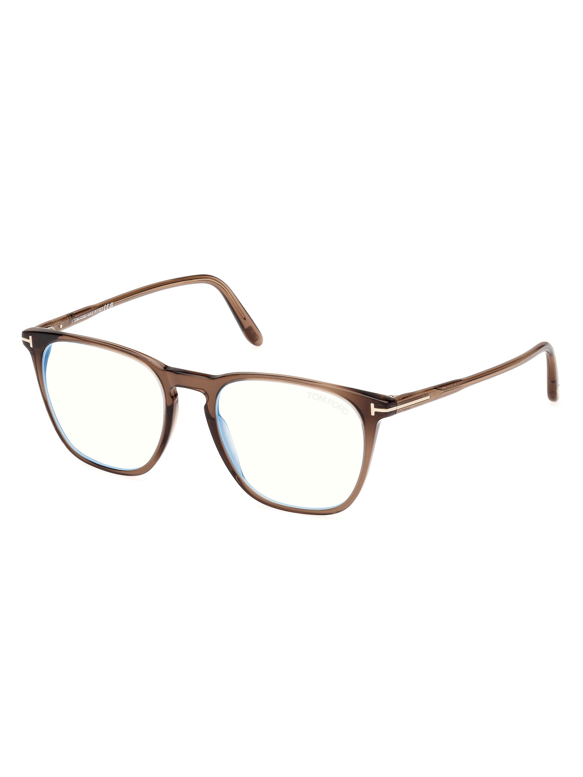 TOM FORD Men's 52MM Blue Block Square Glasses - Transparent Brown