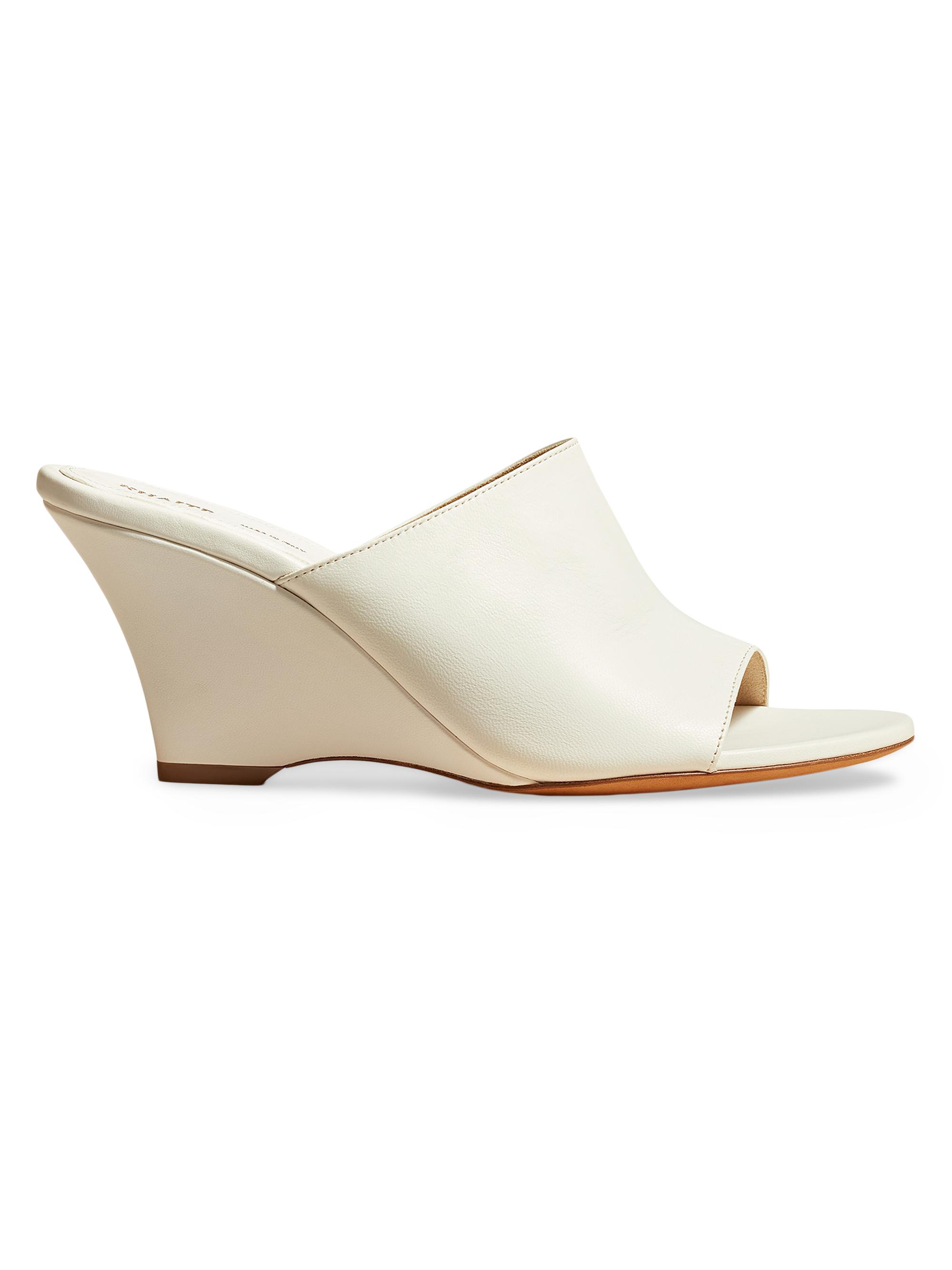 Khaite Women's Marion 75MM Leather Wedge Mules - White