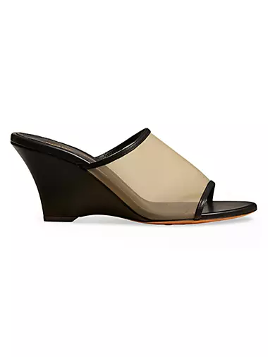 Marion 75MM Leather-Nylon Wedge Mules