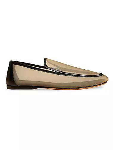 Alessia Leather-Trimmed Mesh Loafers