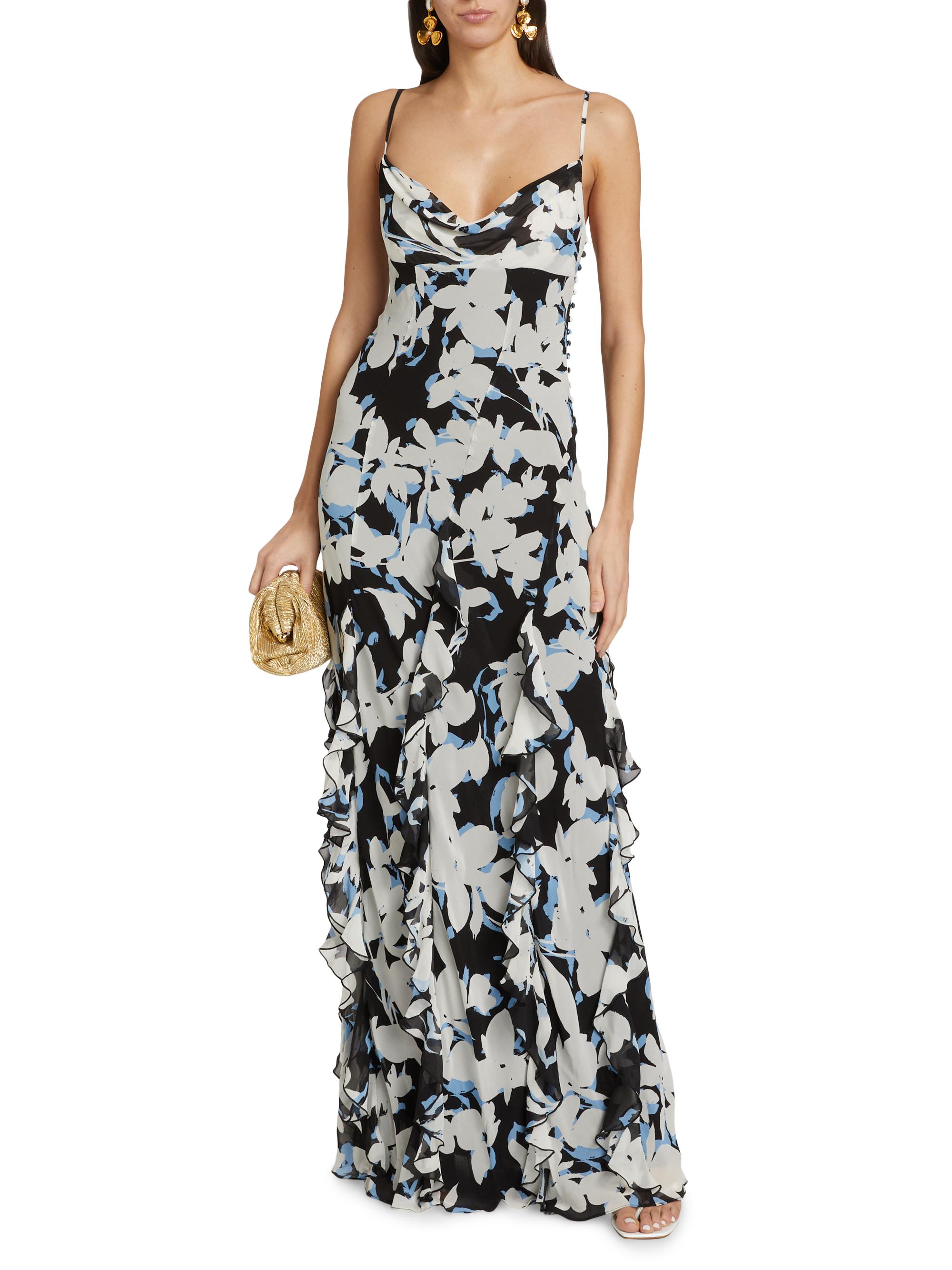 Nicholas the Label Kamila Ruffled Silk Floor-Length Dress | Saks