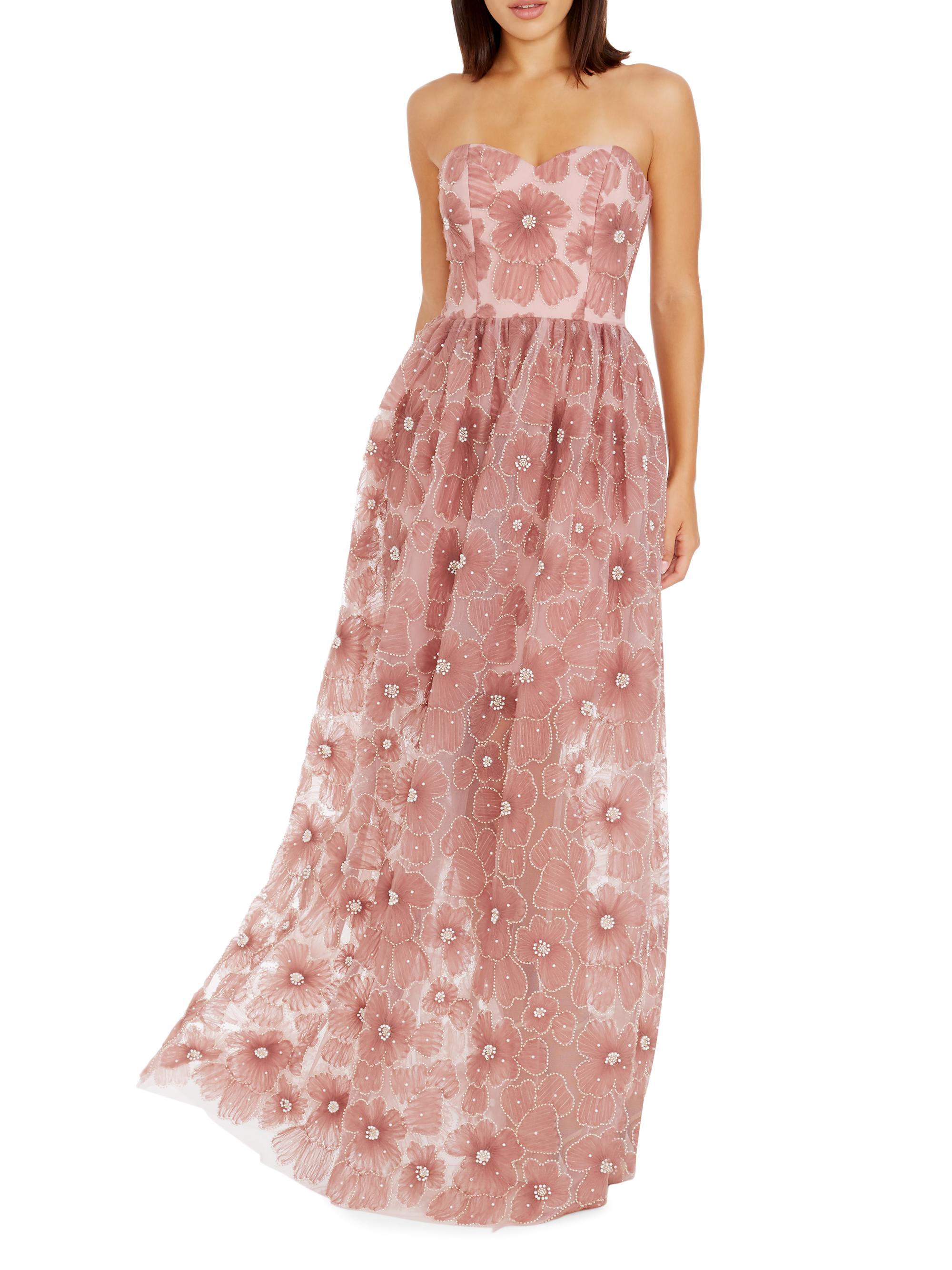 Dress The Population Audrina Embellished Strapless Fit-And-Flare Gown |  Saks Fifth Avenue