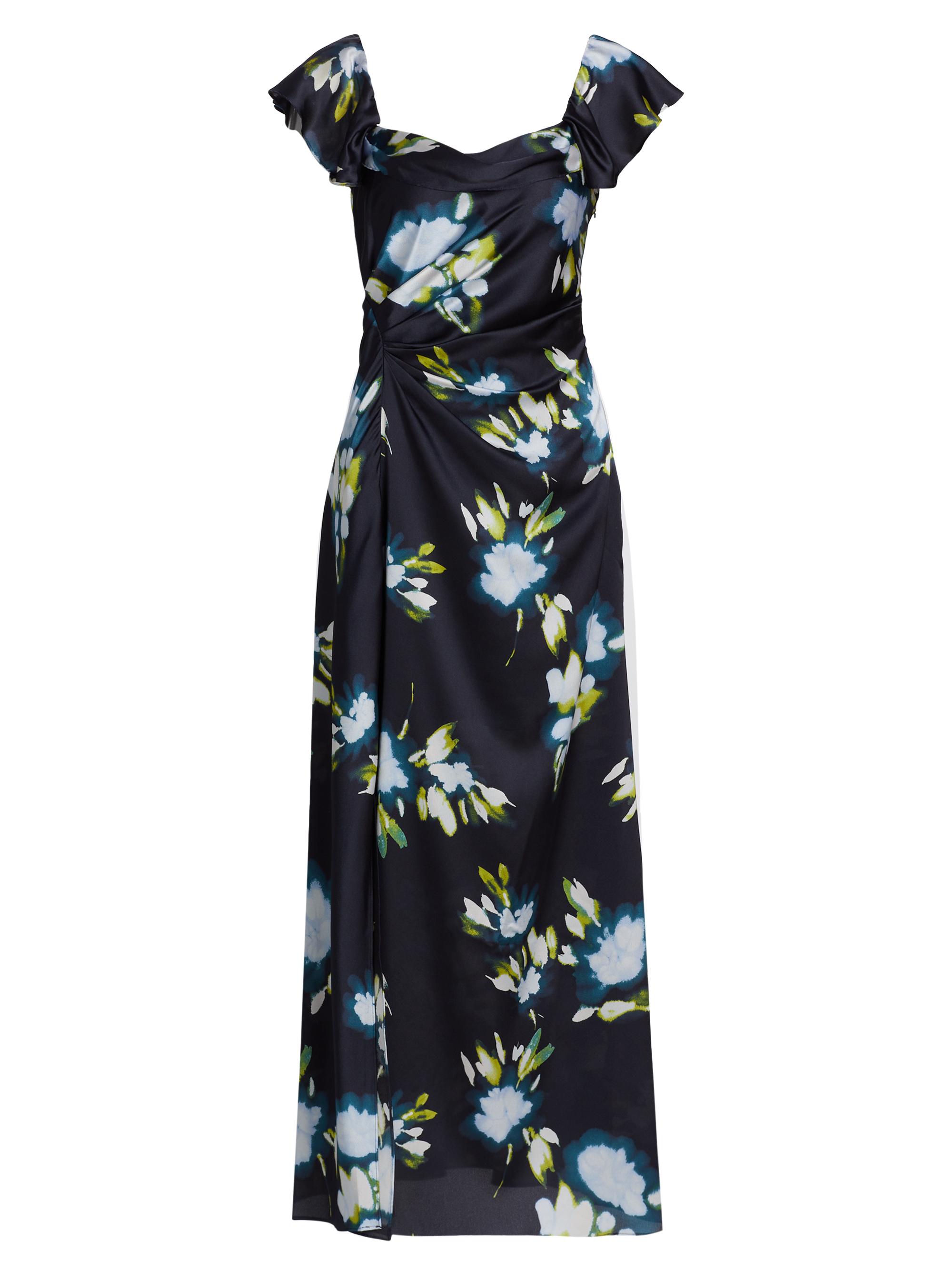 Tanya Taylor Women's Luna Floral Gathered Maxi Dress - Black Ballad Blue Multi