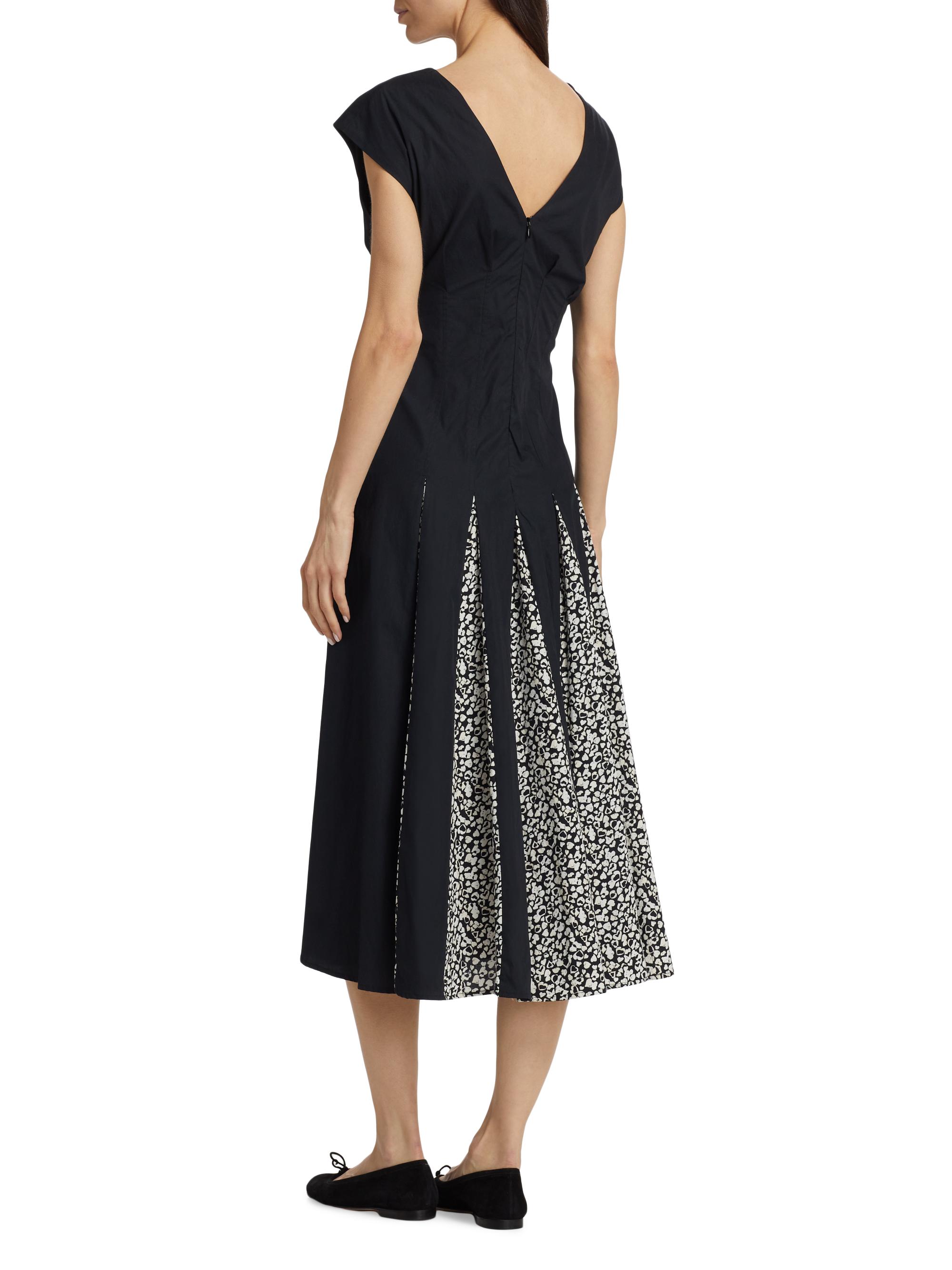 Derek Lam 10 Crosby Women's Ella Pleated Cotton Midi-Dress - Black | Thumbnail 5