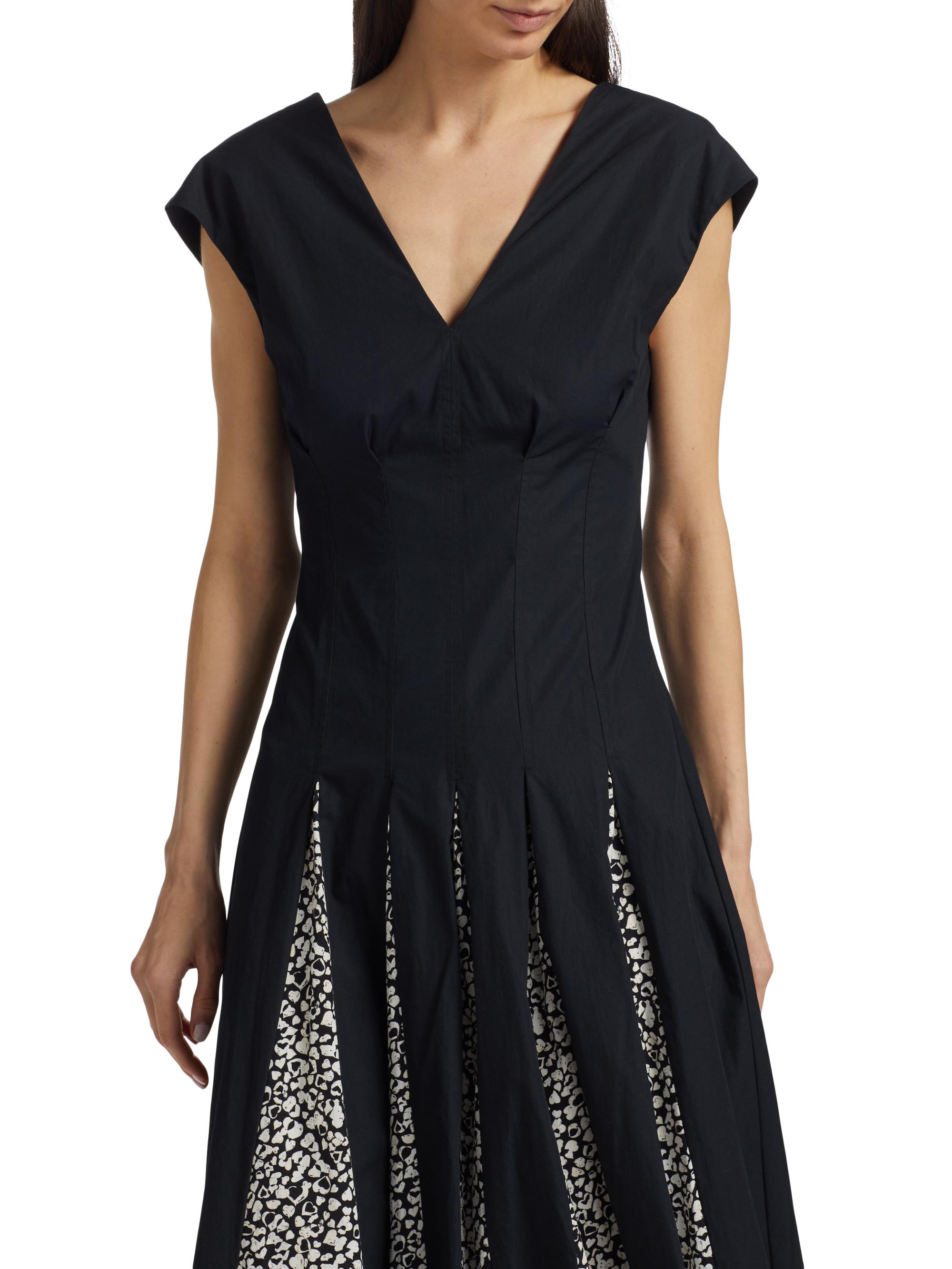 derek lam 10 crosby ella pleated cotton midi-dress Derek Lam 10 Crosby Ella Pleated Cotton Midi-Dress Black Size 6