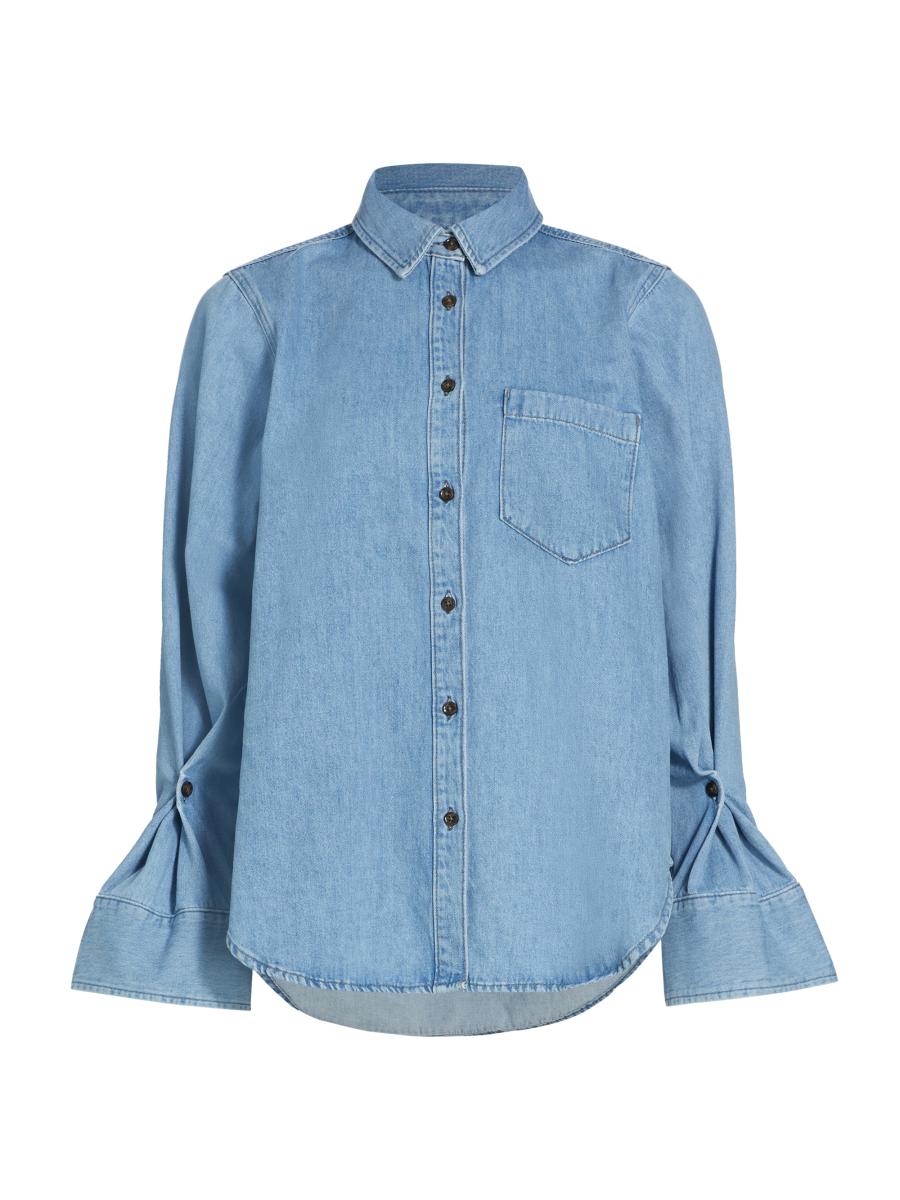 Derek Lam 10 Crosby Wesley Bell-Sleeve Cotton Shirt | Saks
