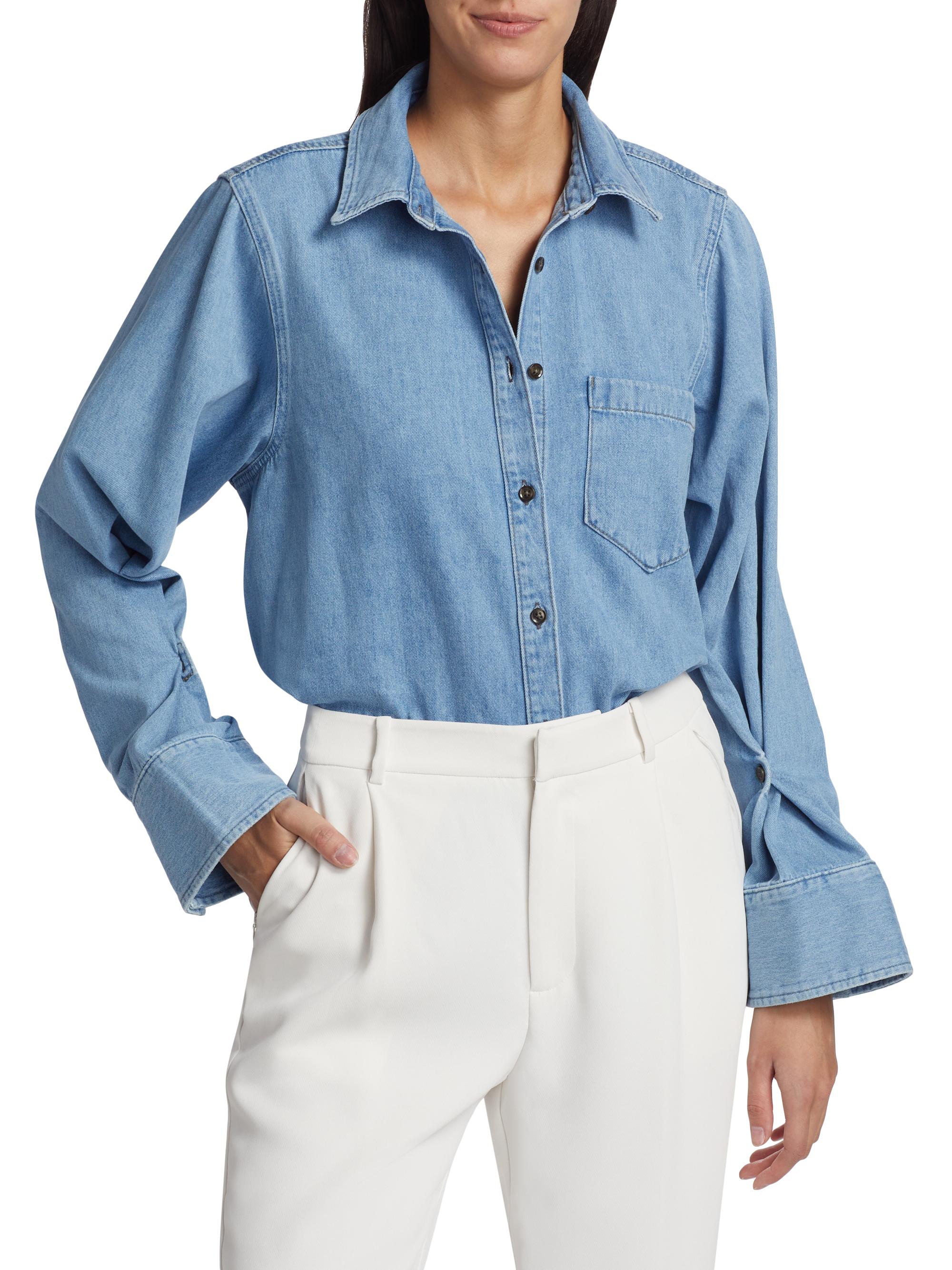 Derek Lam 10 Crosby Wesley Bell-Sleeve Cotton Shirt | Saks Fifth